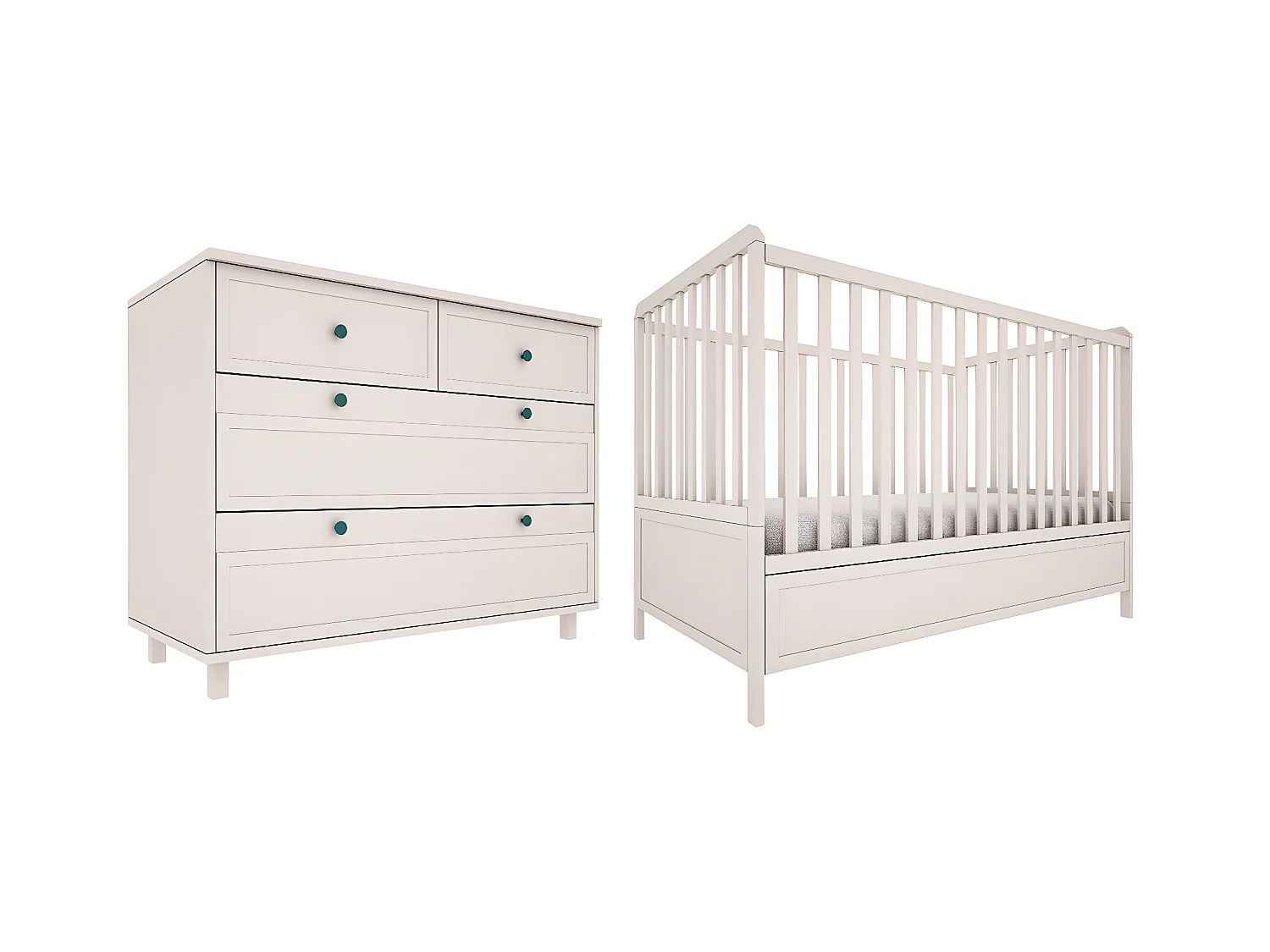 Lit évolutif 70x140 et commode 4 tiroirs Gabriel - Cachemire