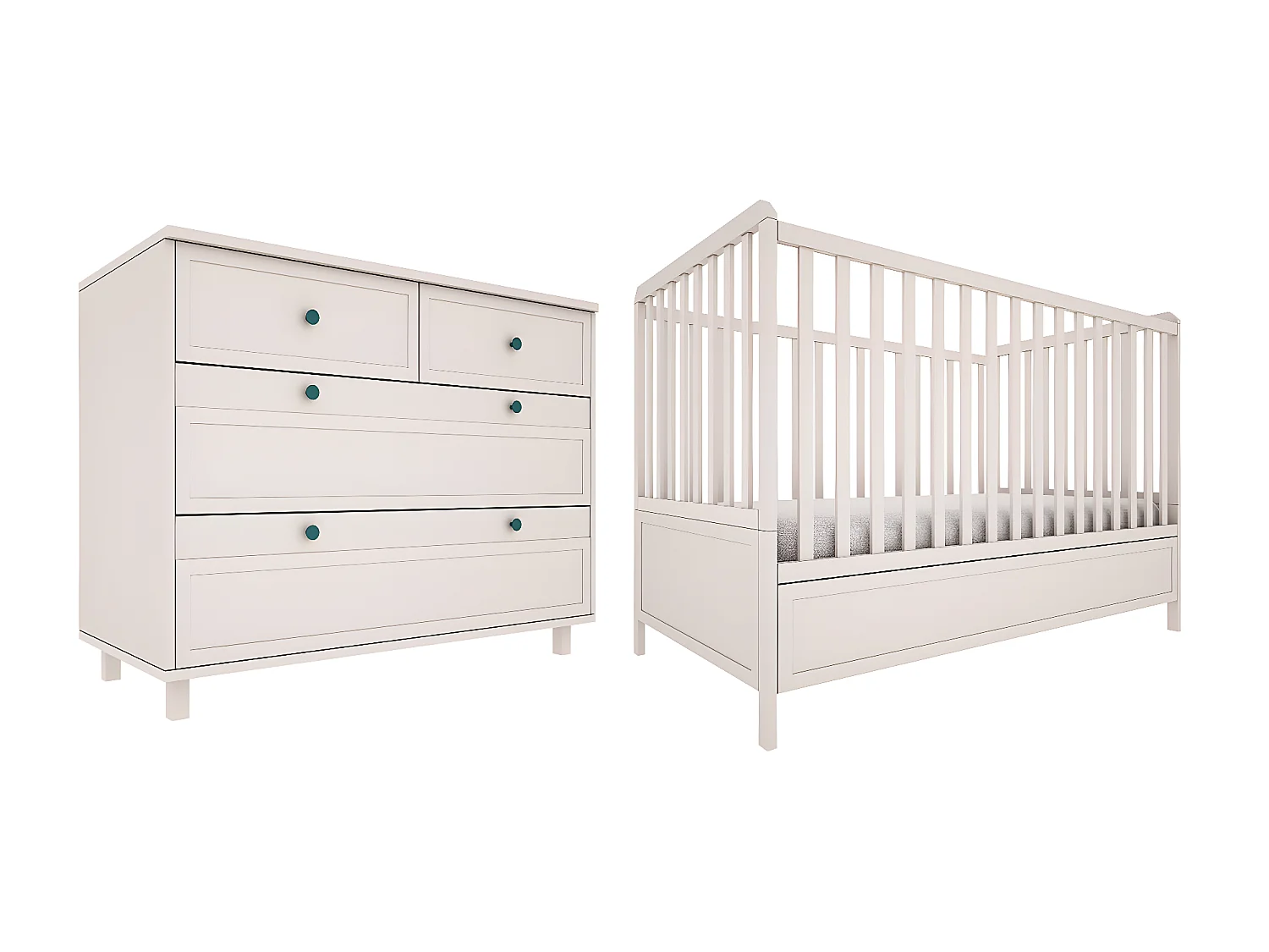 Lit évolutif 70x140 et commode 4 tiroirs Gabriel - Cachemire