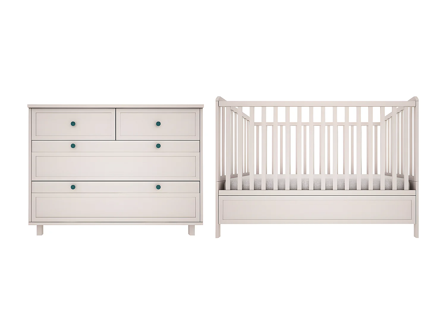 Lit évolutif 70x140 et commode 4 tiroirs Gabriel - Cachemire