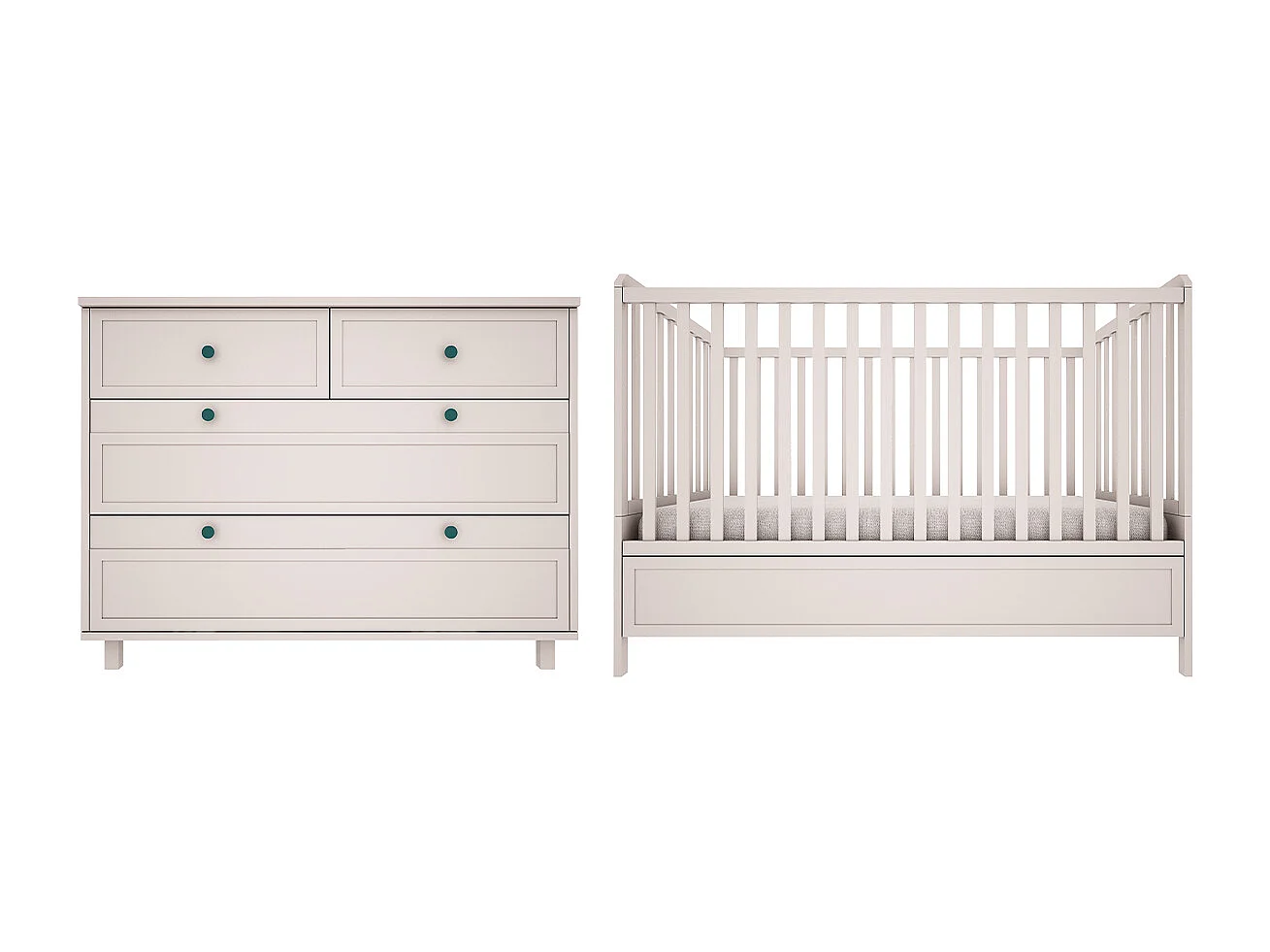 Lit évolutif 70x140 et commode 4 tiroirs Gabriel - Cachemire