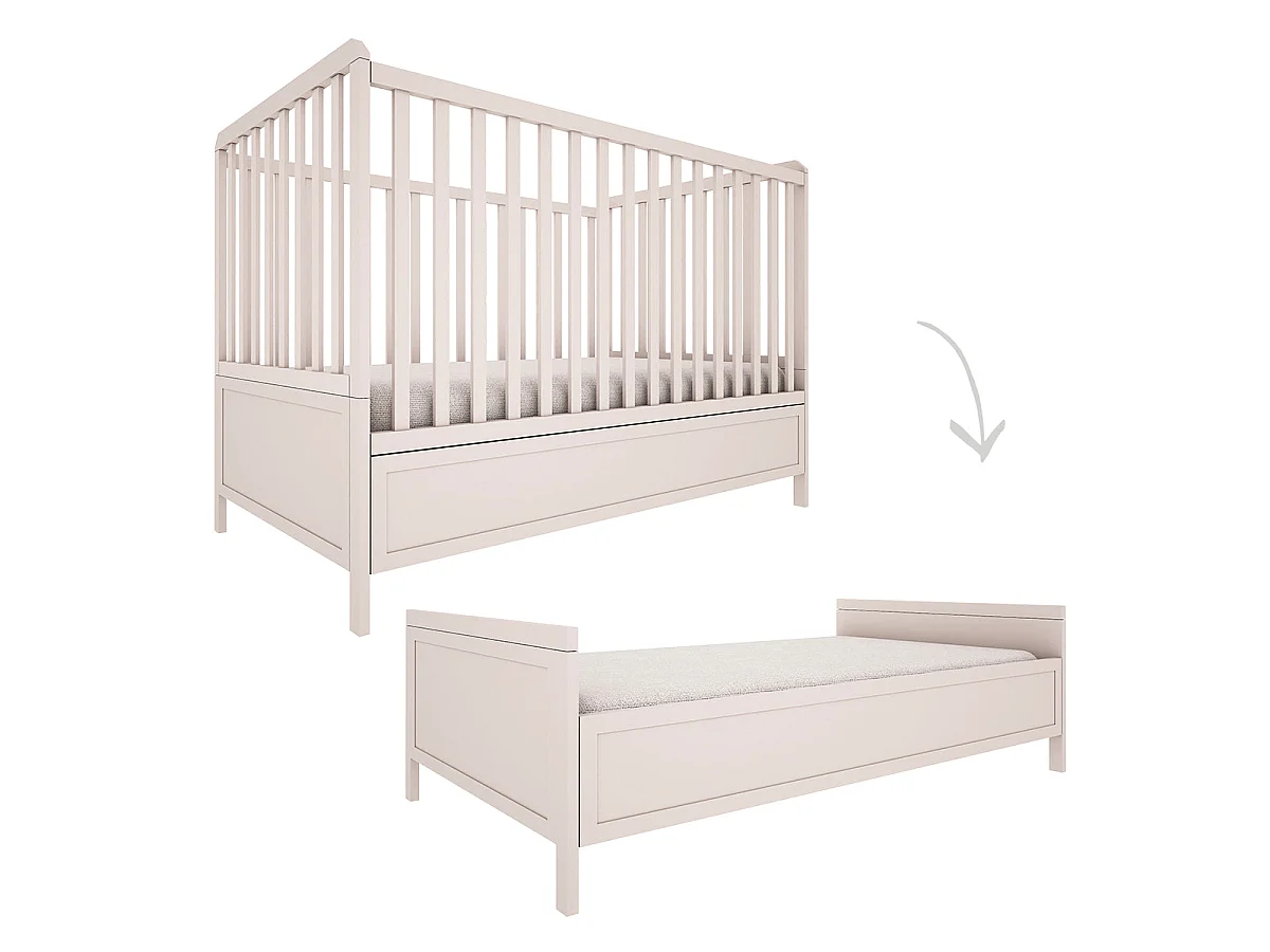 Lit évolutif 70x140 et commode 4 tiroirs Gabriel - Cachemire