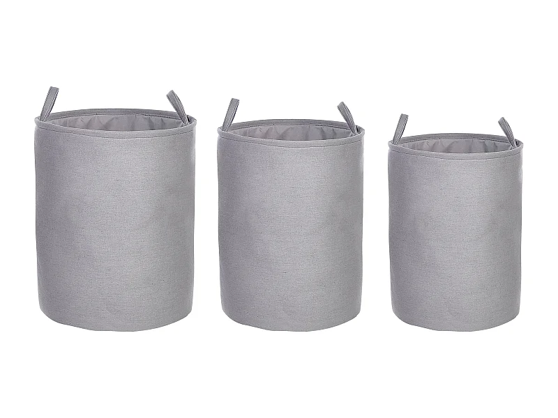Lot de 3 paniers ARCHA Coton Gris