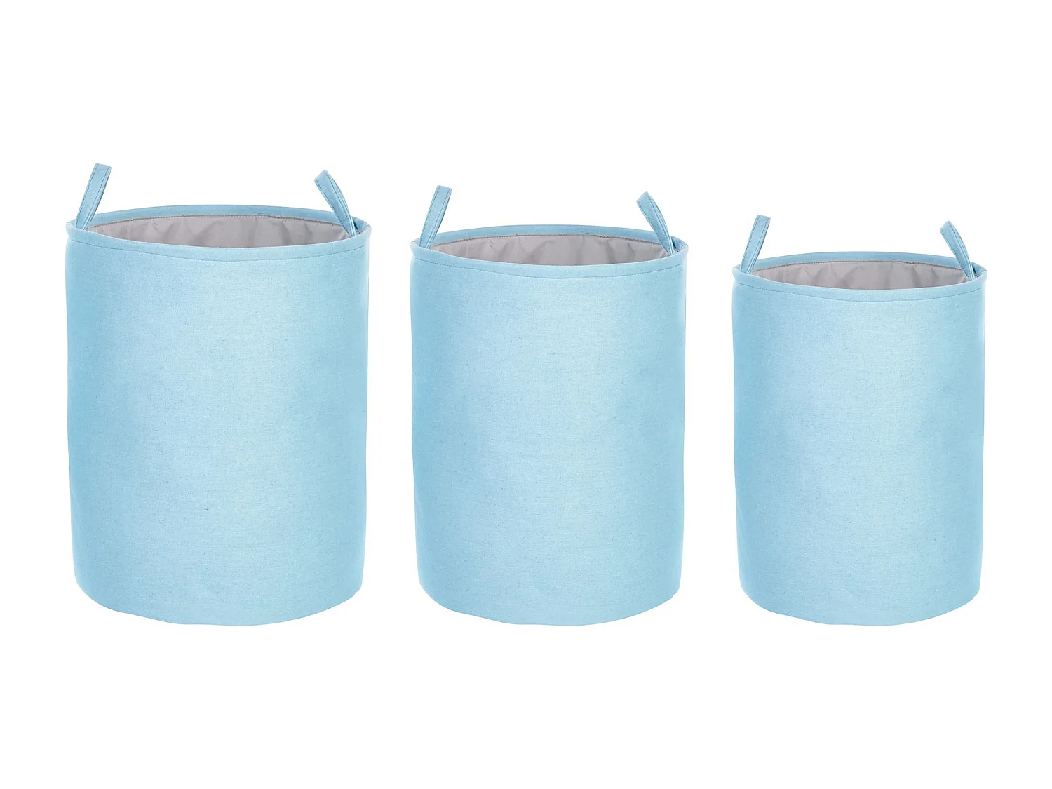 Set di 3 ceste cotone celeste e grigio ARCHA