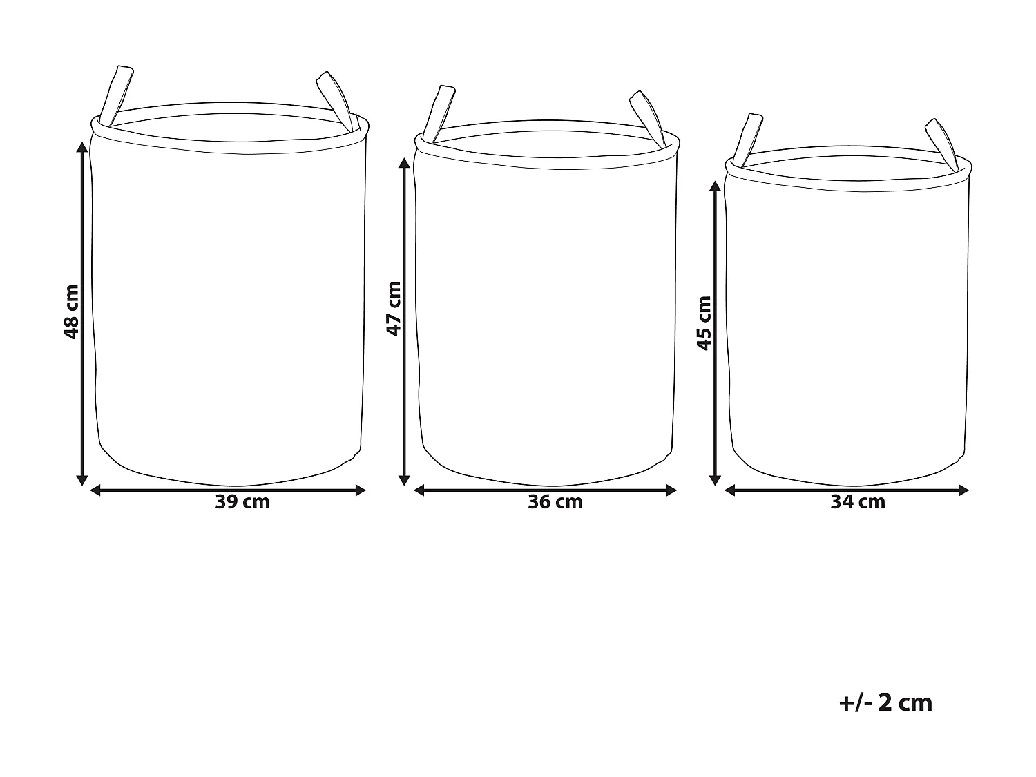 Set di 3 ceste cotone celeste e grigio ARCHA