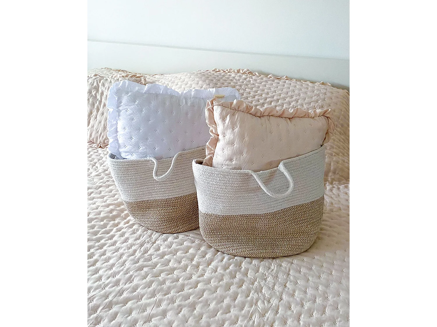 Set di 2 cestini PAZHA Cotone Beige
