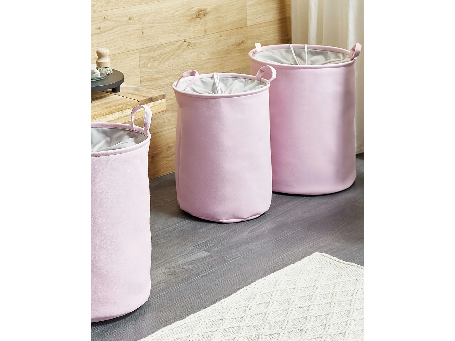 Aufbewahrungskorb 3er Set ARCHA Baumwolle Rosa