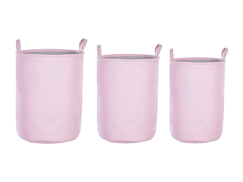 Lot de 3 paniers ARCHA Coton Rose