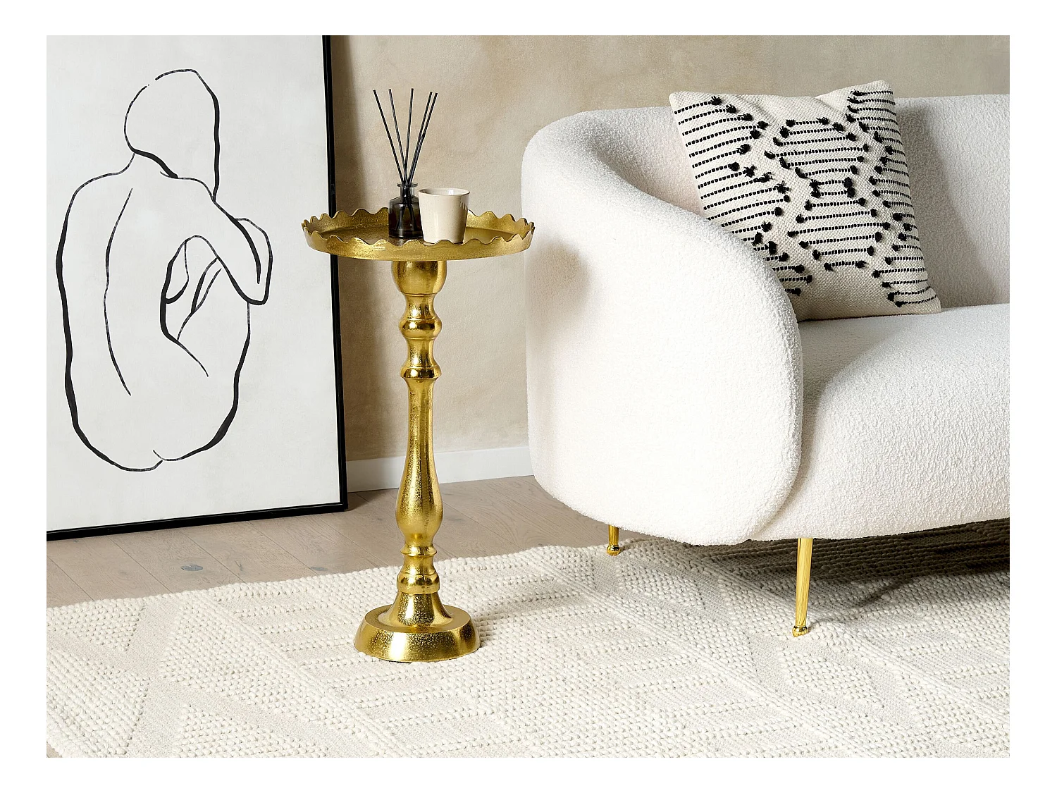 Beistelltisch Metall gold Anik-Optik mit Säulenfuß rund ø 35 cm Glamourös Timaru