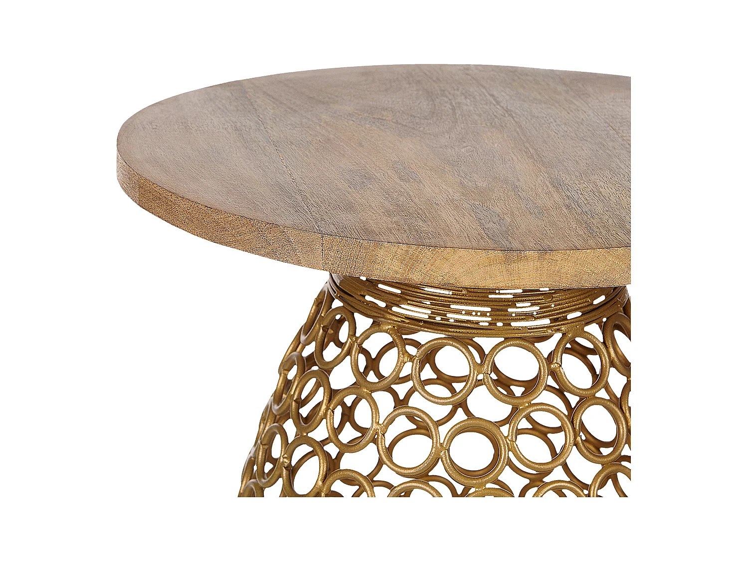 Beistelltisch Mango Holz rund ø 30 cm heller Holzfarbton / gold Modern Waihi