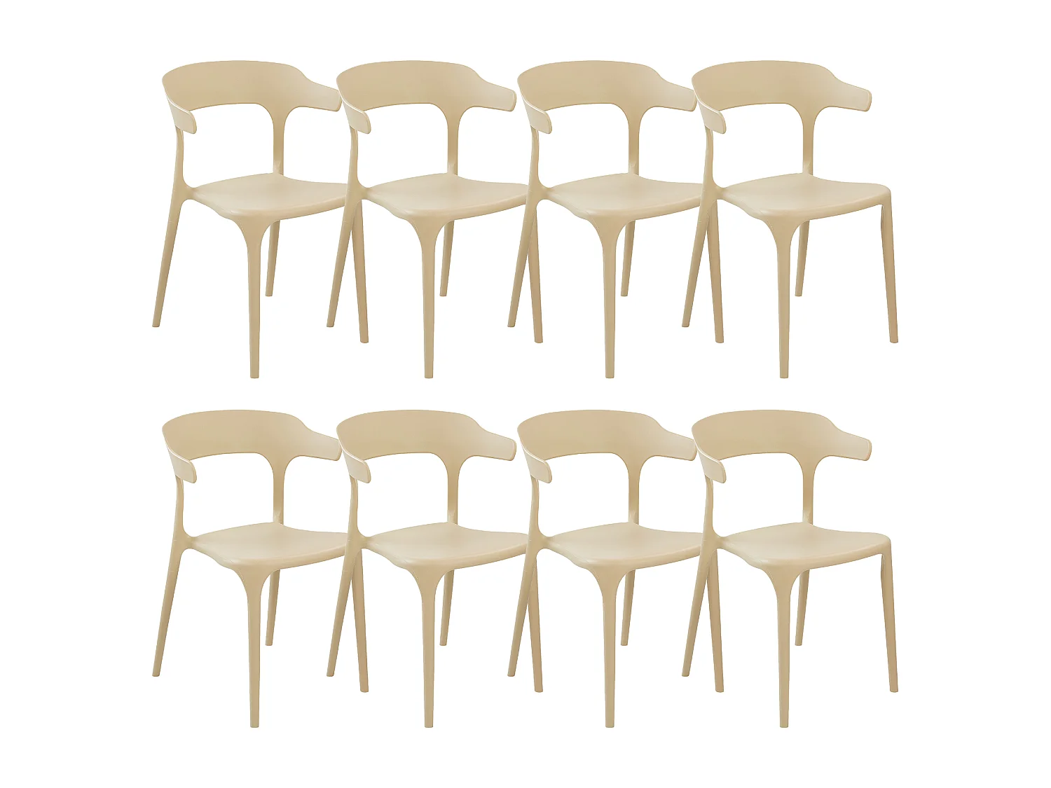 Indoor & Outdoor Stuhl 8er Set Kunststoff beige stapelbar Skandi Modern Gubbio