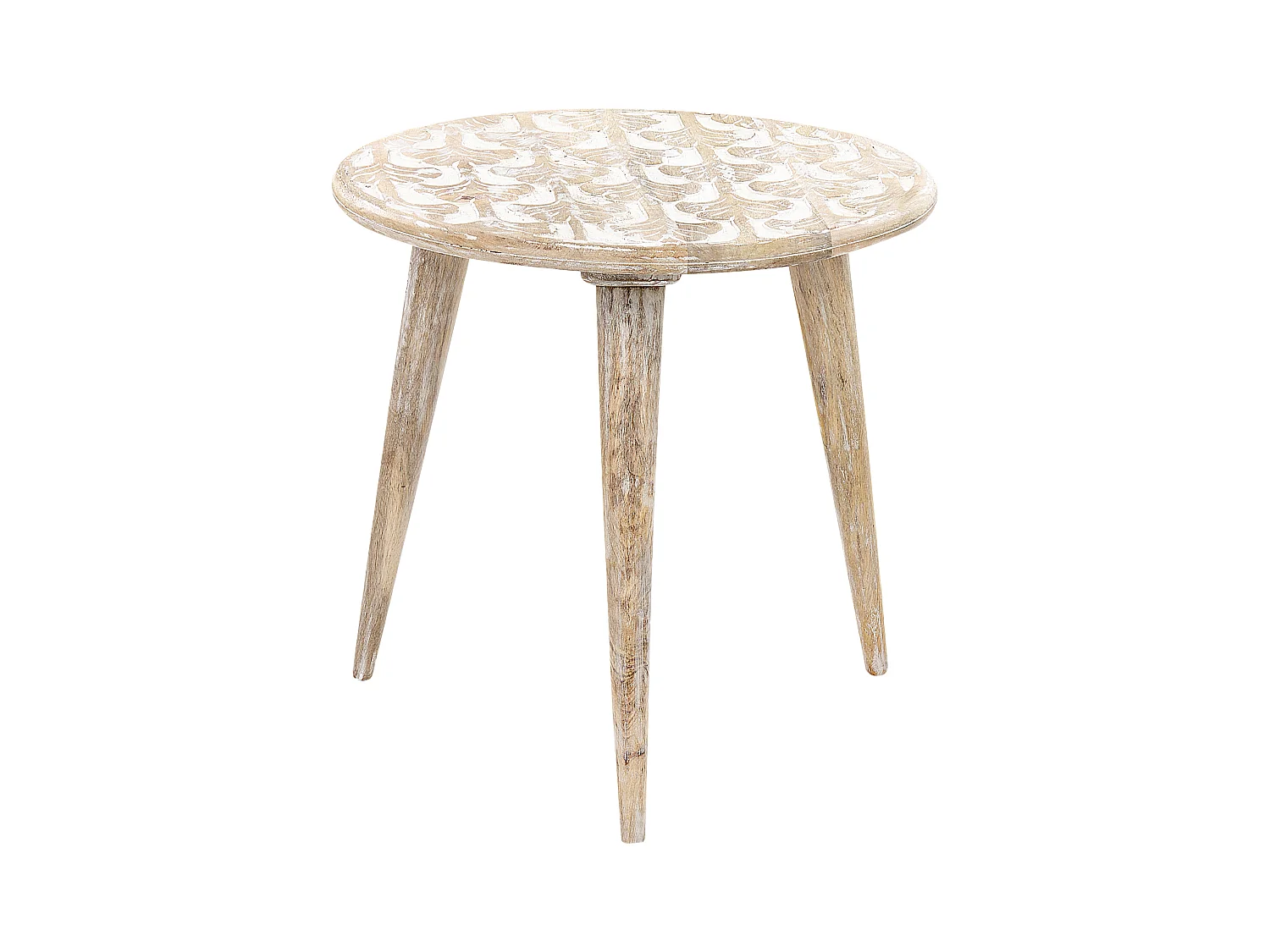 Lot de 2 tables d'appoint HURSI Bois de manguier Marron/blanc