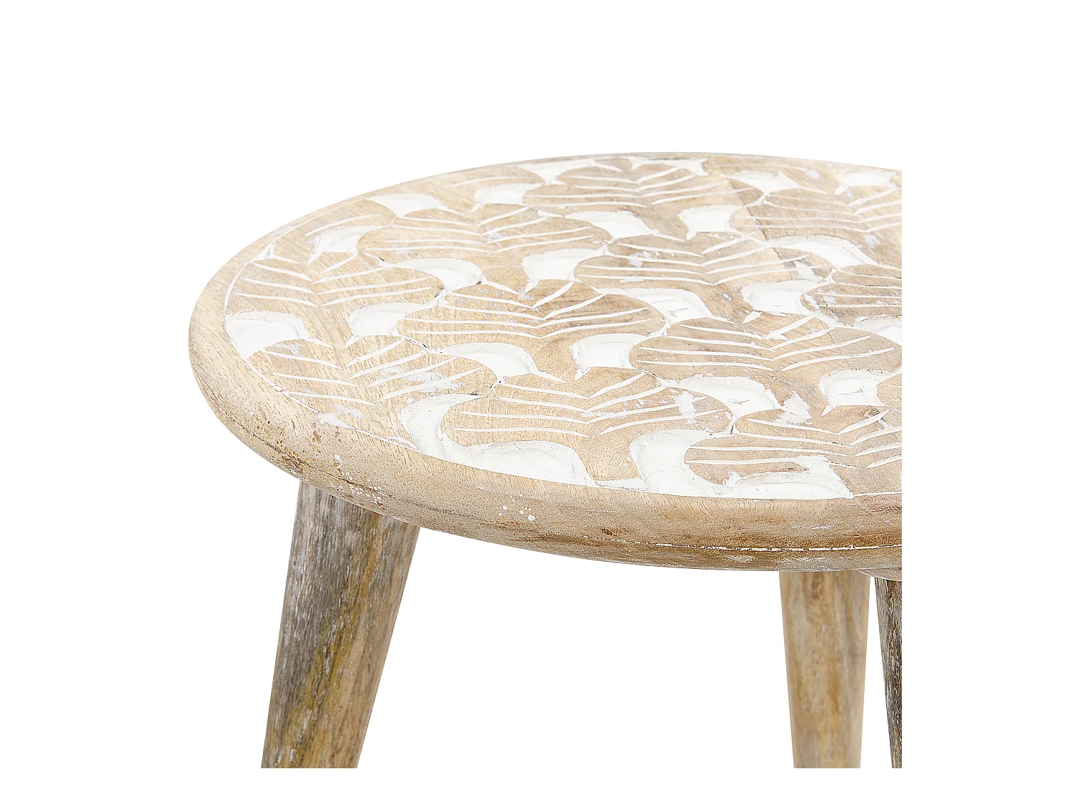 Lot de 2 tables d'appoint HURSI Bois de manguier Marron/blanc