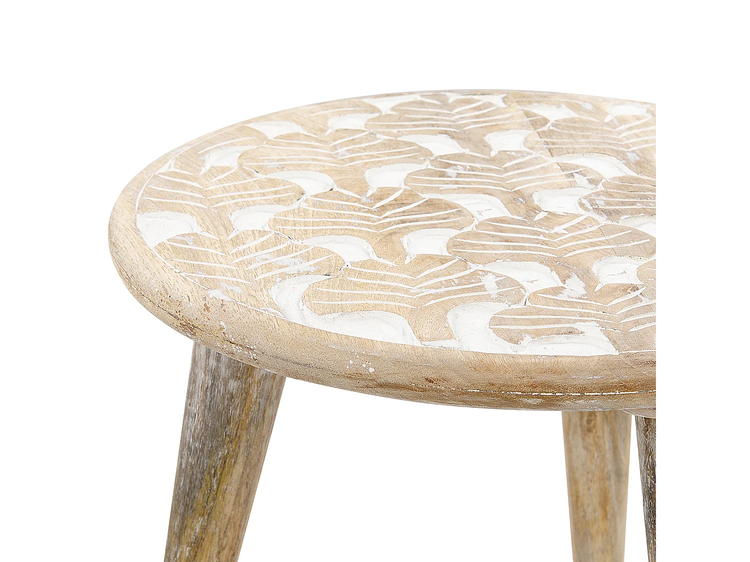 Lot de 2 tables d'appoint HURSI Bois de manguier Marron/blanc