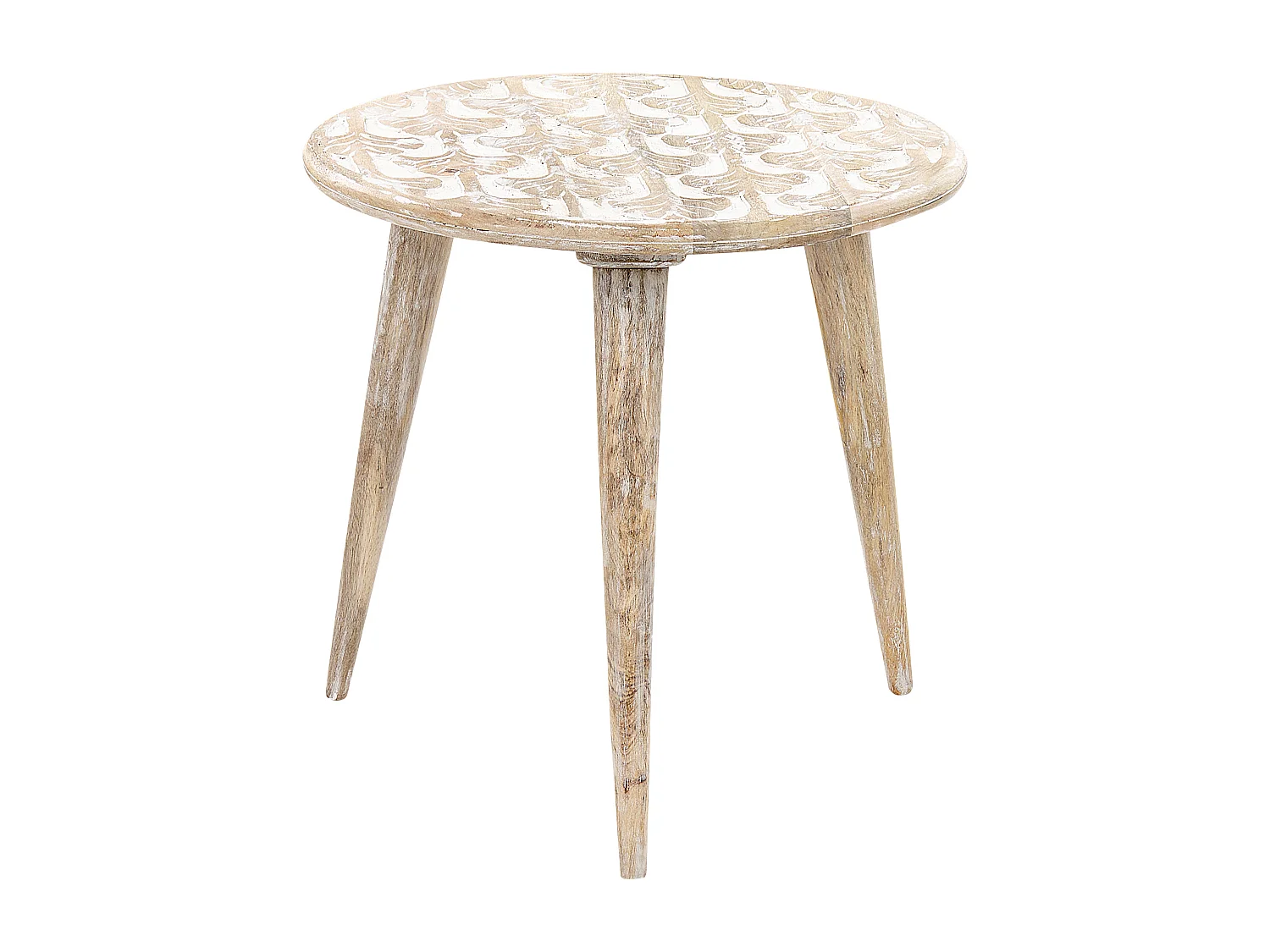 Lot de 2 tables d'appoint HURSI Bois de manguier Marron/blanc