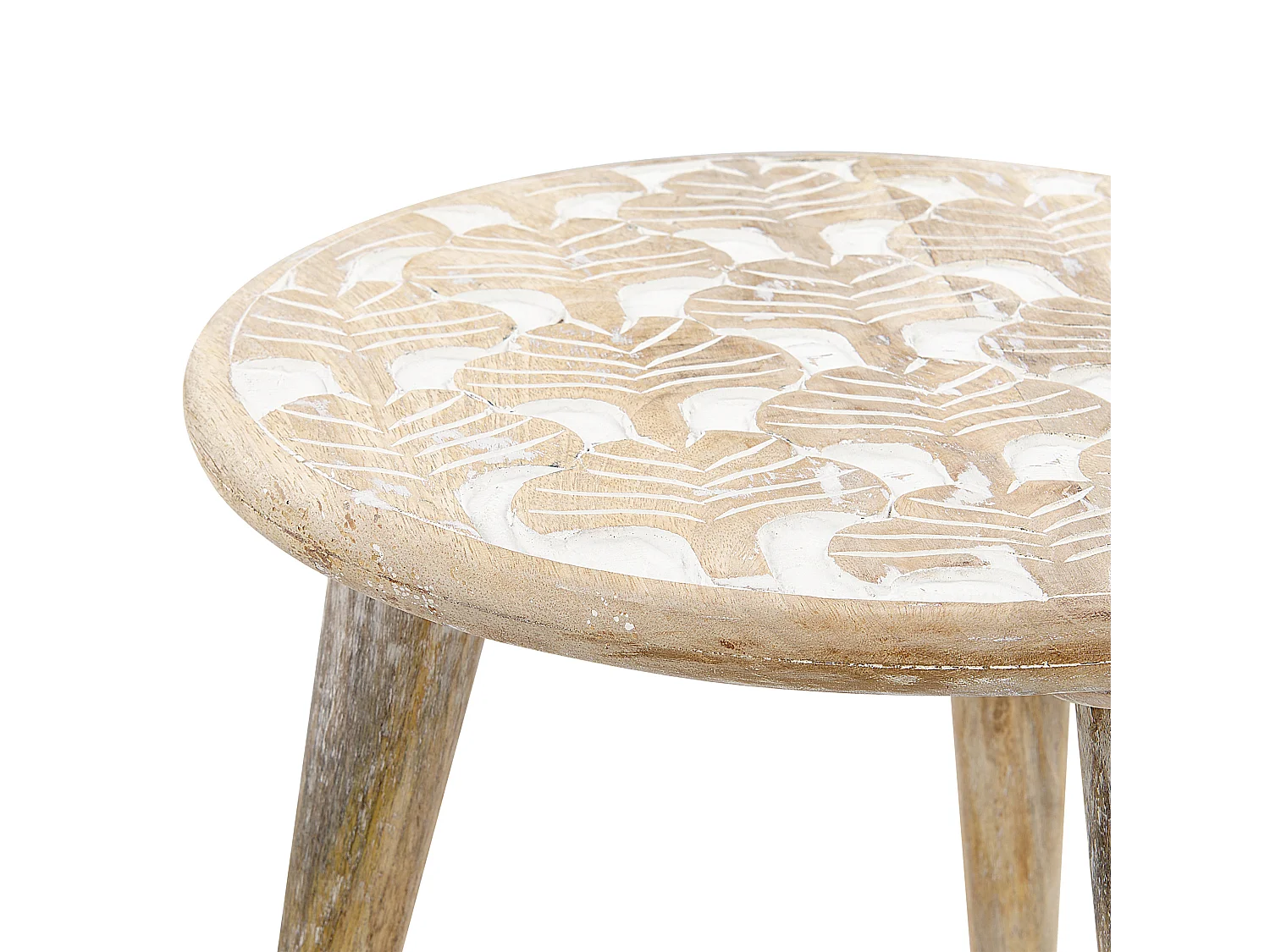 Lot de 2 tables d'appoint HURSI Bois de manguier Marron/blanc