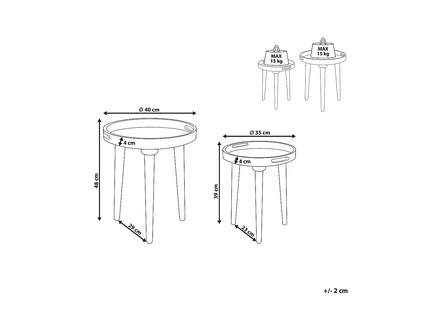 Lot de 2 tables d'appoint ASTAI Bois de manguier Marron foncé