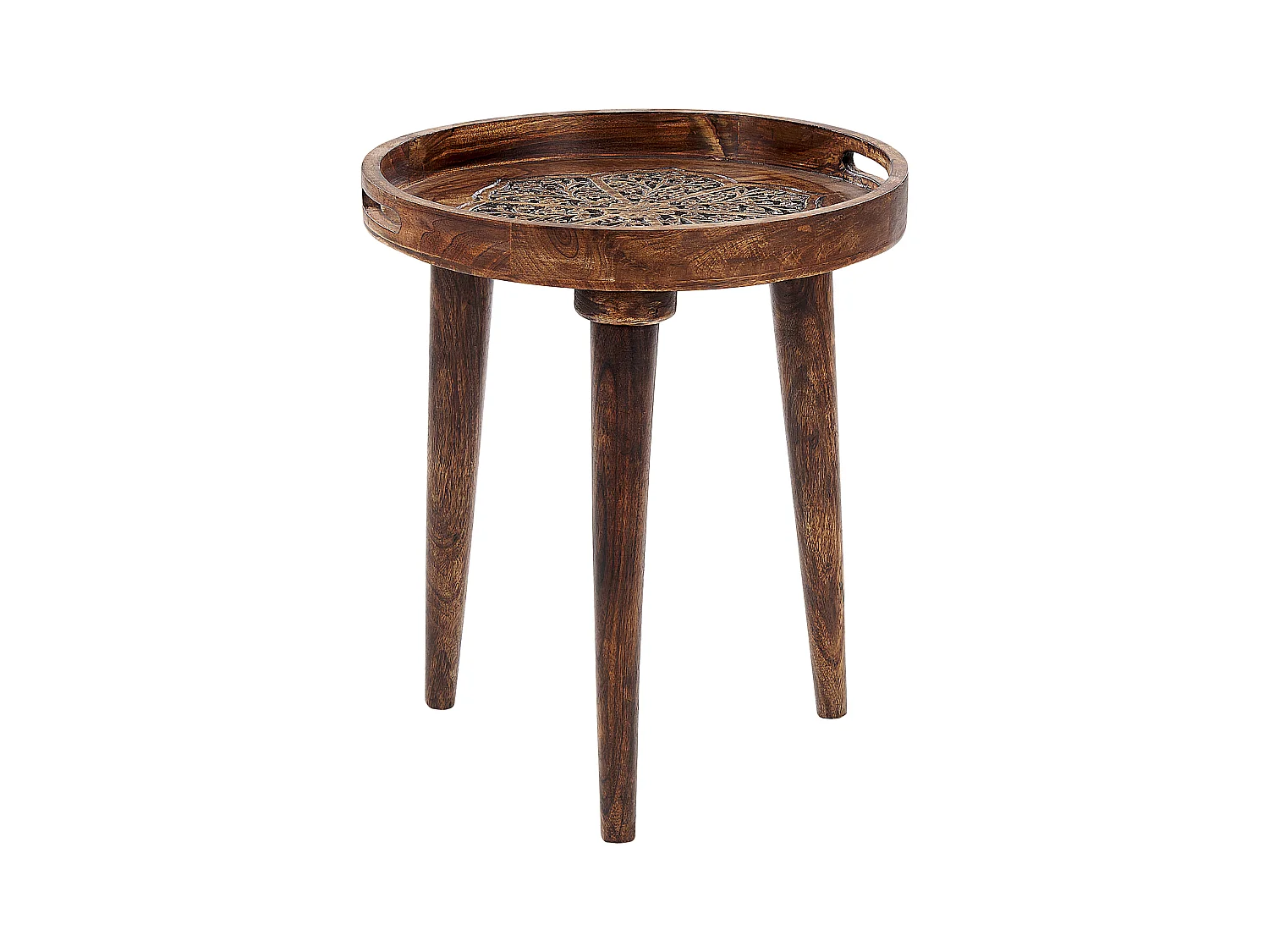 Lot de 2 tables d'appoint ASTAI Bois de manguier Marron foncé