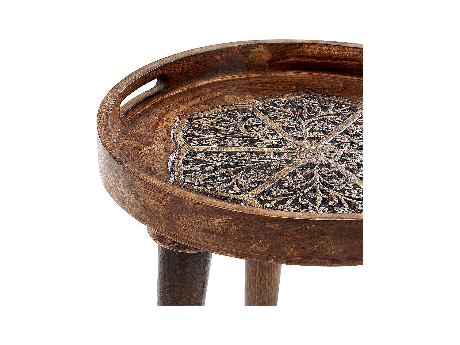 Lot de 2 tables d'appoint ASTAI Bois de manguier Marron foncé