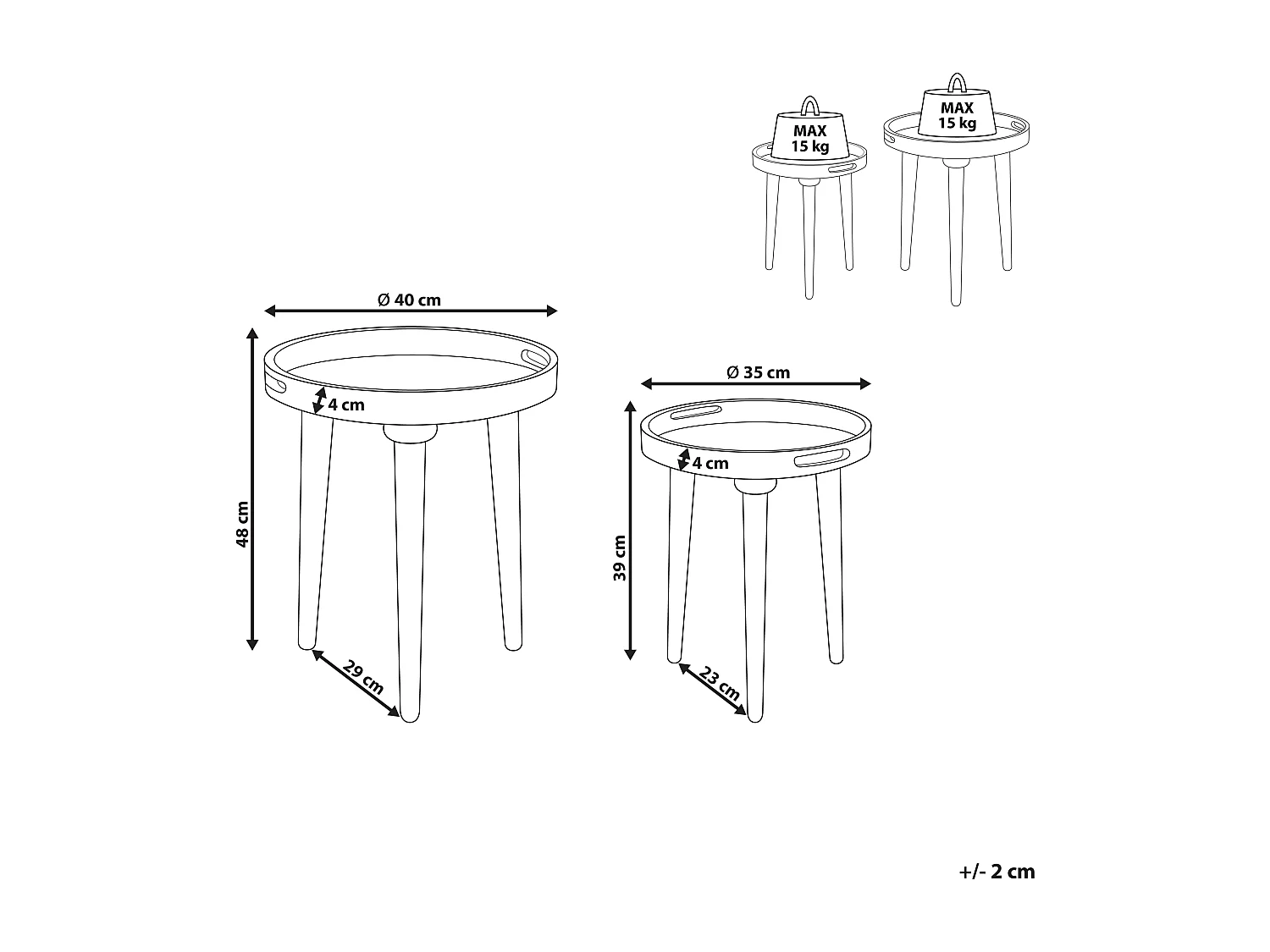 Lot de 2 tables d'appoint ASTAI Bois de manguier Marron foncé
