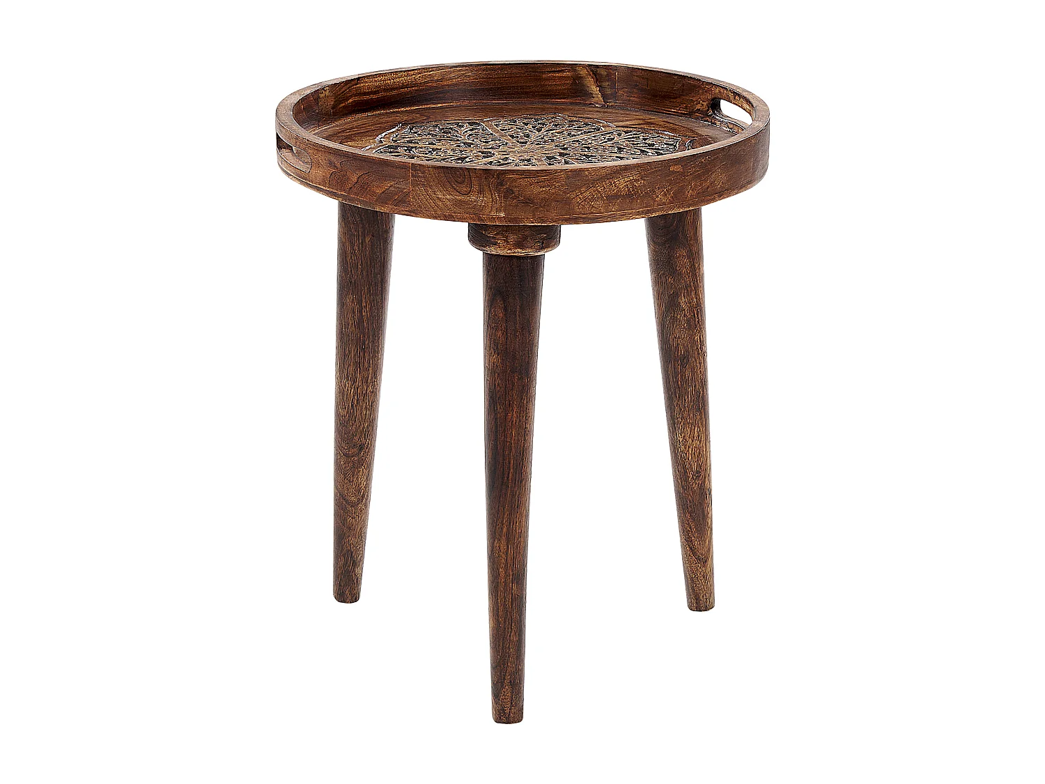 Lot de 2 tables d'appoint ASTAI Bois de manguier Marron foncé