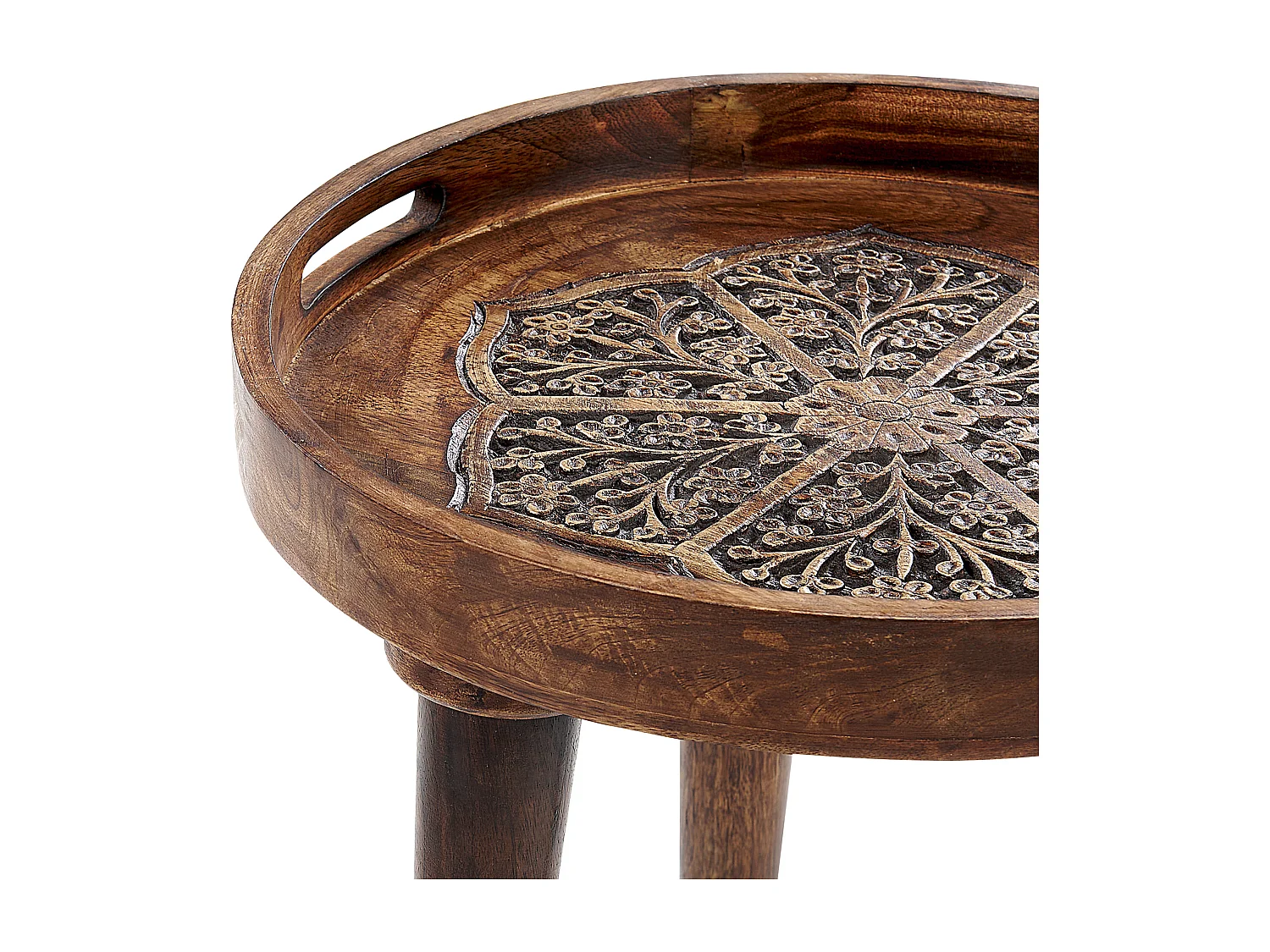 Lot de 2 tables d'appoint ASTAI Bois de manguier Marron foncé