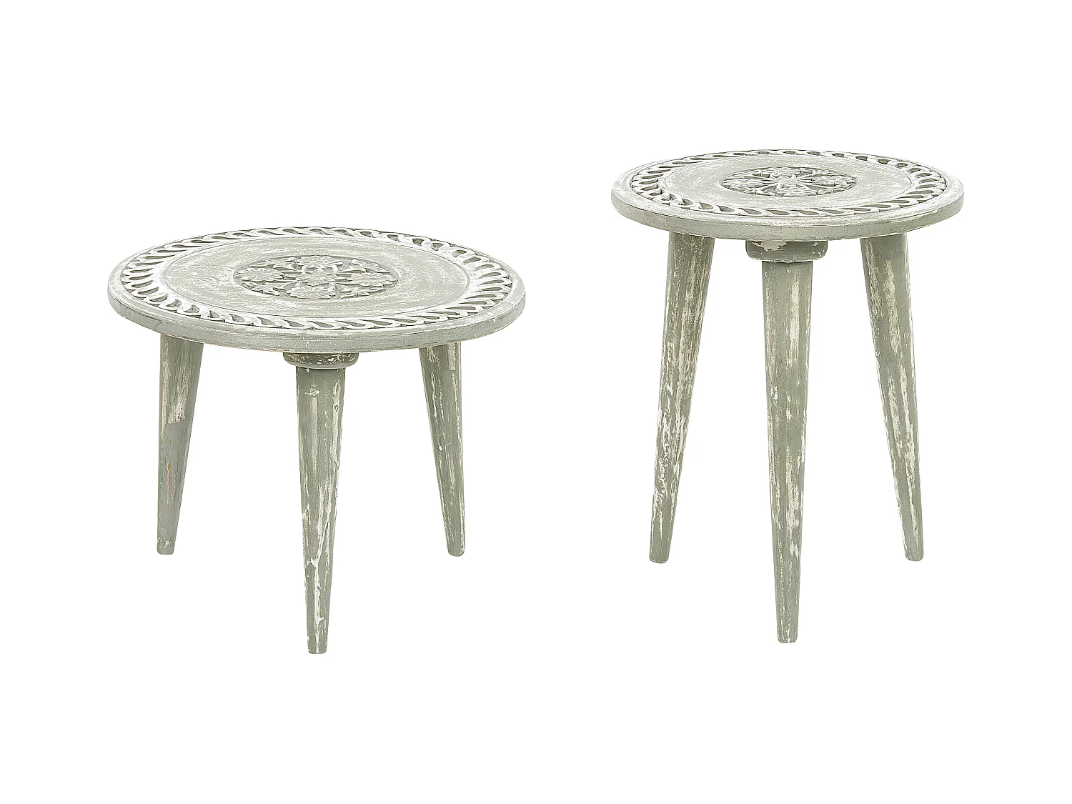 Lot de 2 tables d'appoint EKAMBA Bois de manguier Vert clair