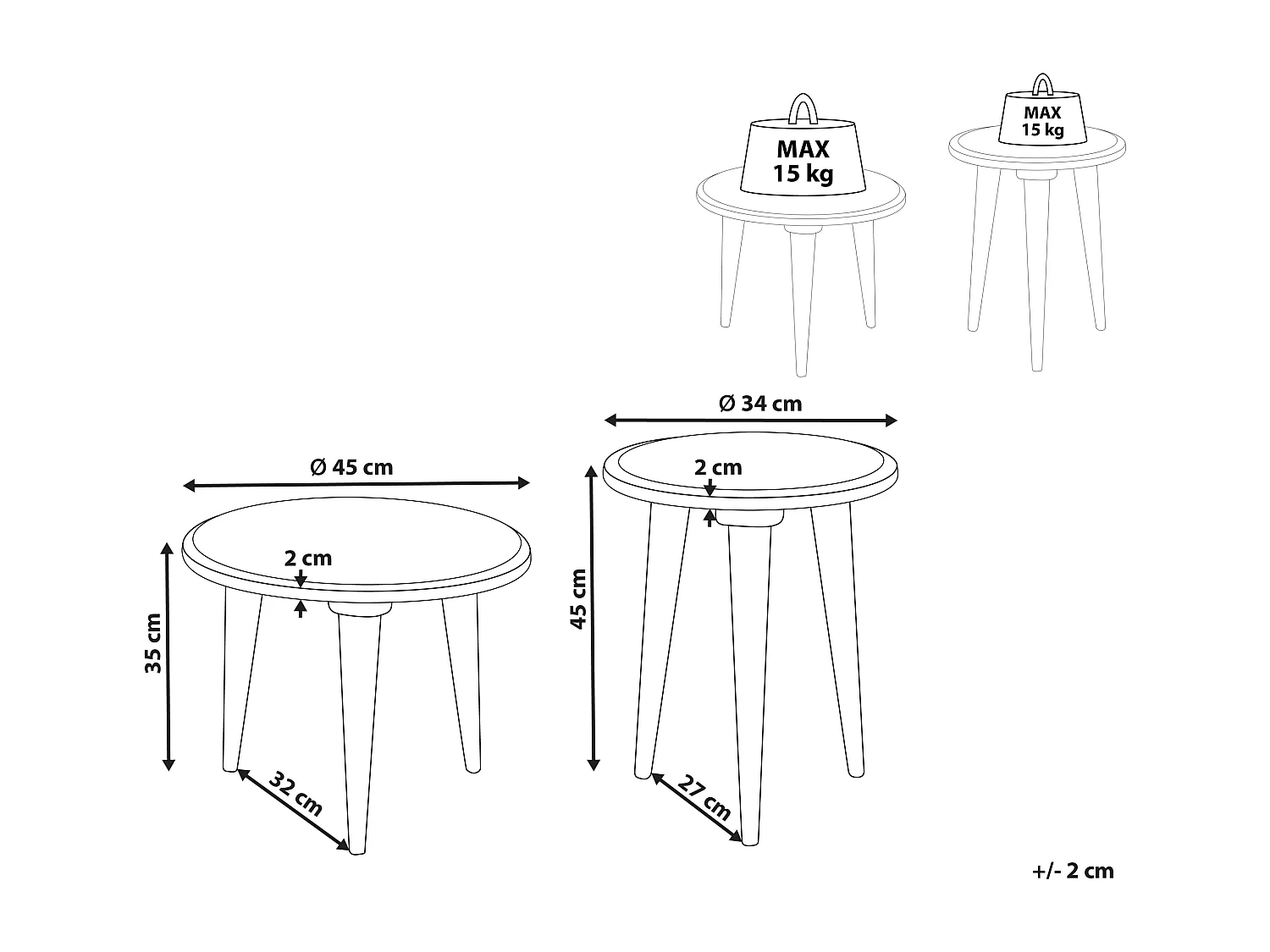 Lot de 2 tables d'appoint EKAMBA Bois de manguier Vert clair