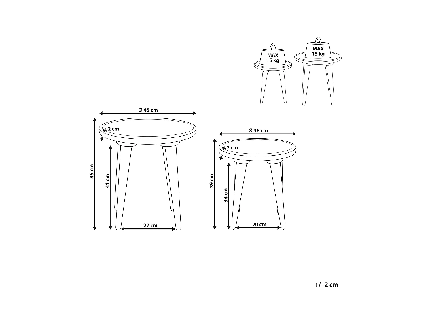 Beistelltische 2er Set aus Mangholz grün / hellgrün mit Muster rustikal Maharo