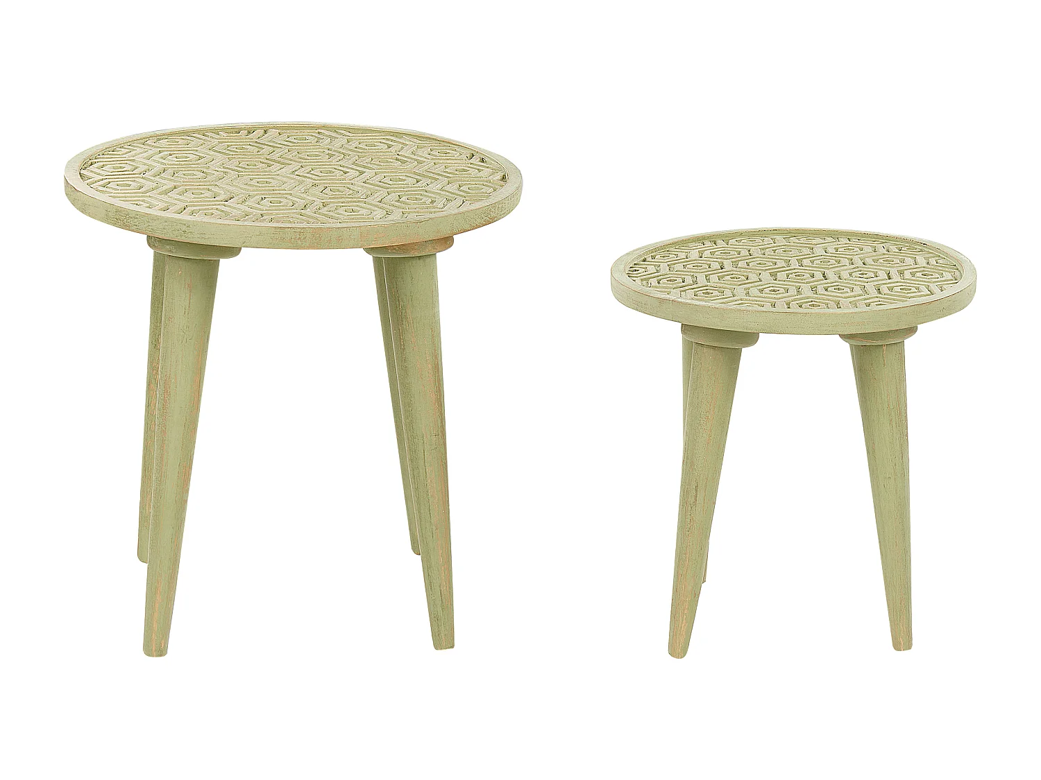 Lot de 2 tables d'appoint MAHARO Bois de manguier Vert clair