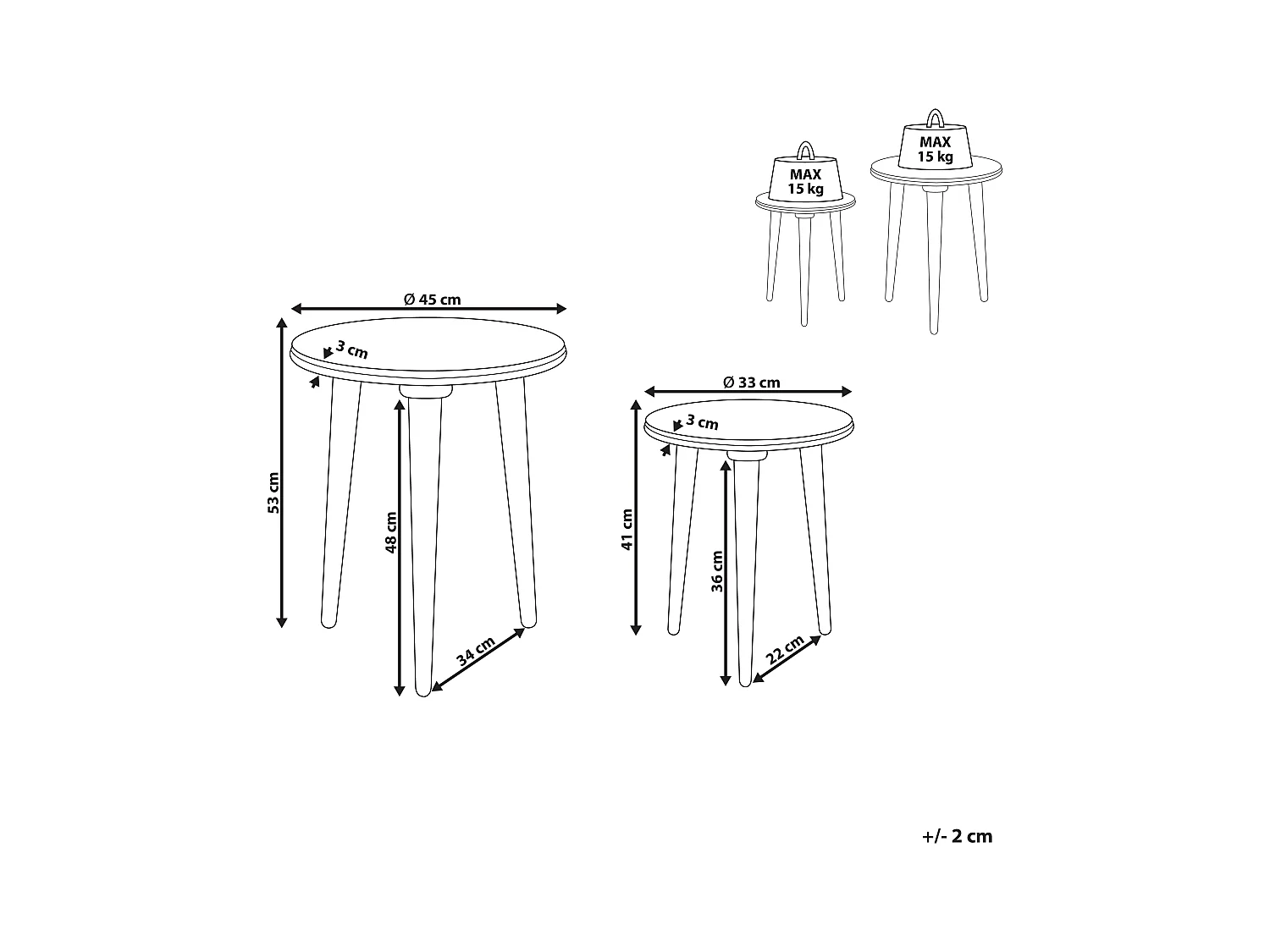 Conjunto de 2 mesas de apoio JATRA Mangueira de mangueira Cinzento