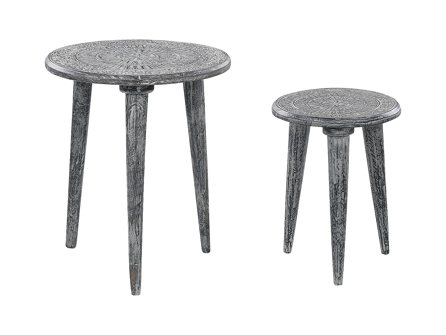 Lot de 2 tables d'appoint JATRA Bois de manguier Gris