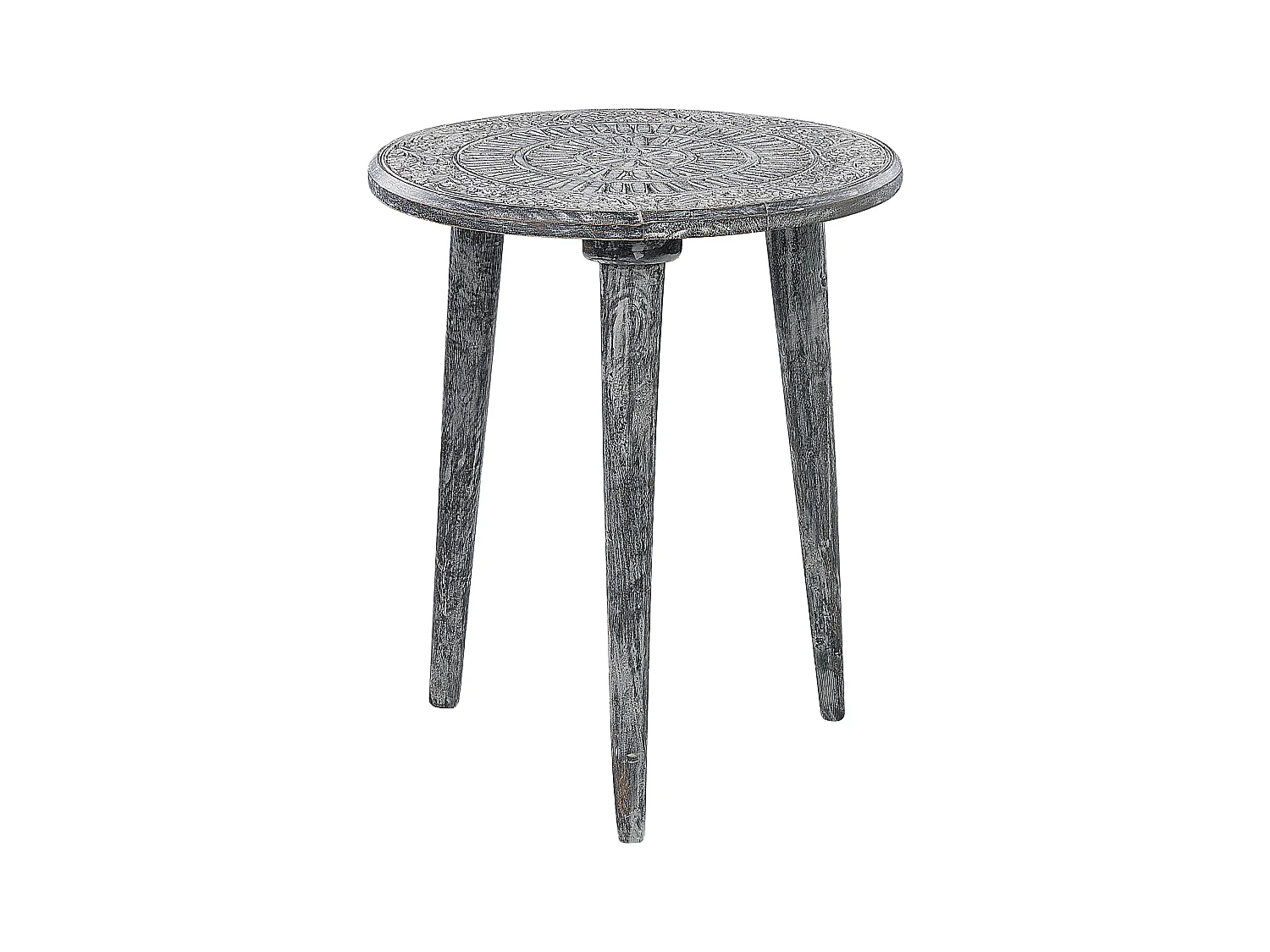 Set aus 2 handgefertigten Beistelltischen Mangoholz im Vintage-Stil Grau Jatra