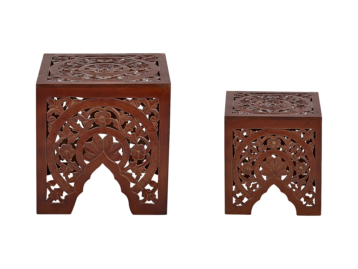Lot de 2 tables d'appoint SHUKUR Marron foncé