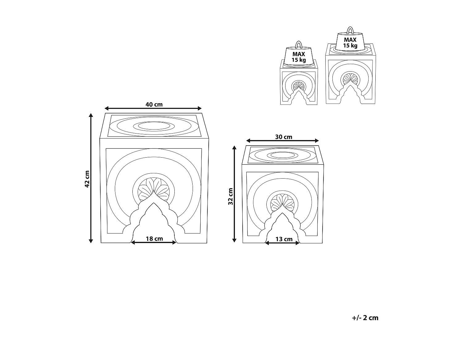 Lot de 2 tables d'appoint SHUKUR Marron foncé
