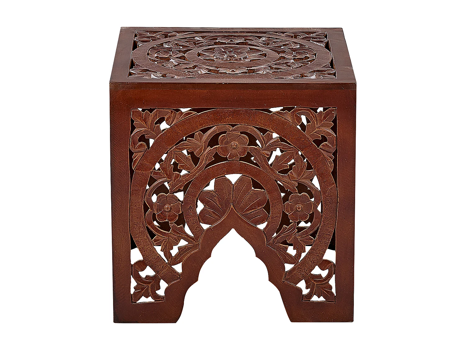 Beistelltische 2er Set dunkler Holzfarbton Muster durchbrochenes Design Shukur