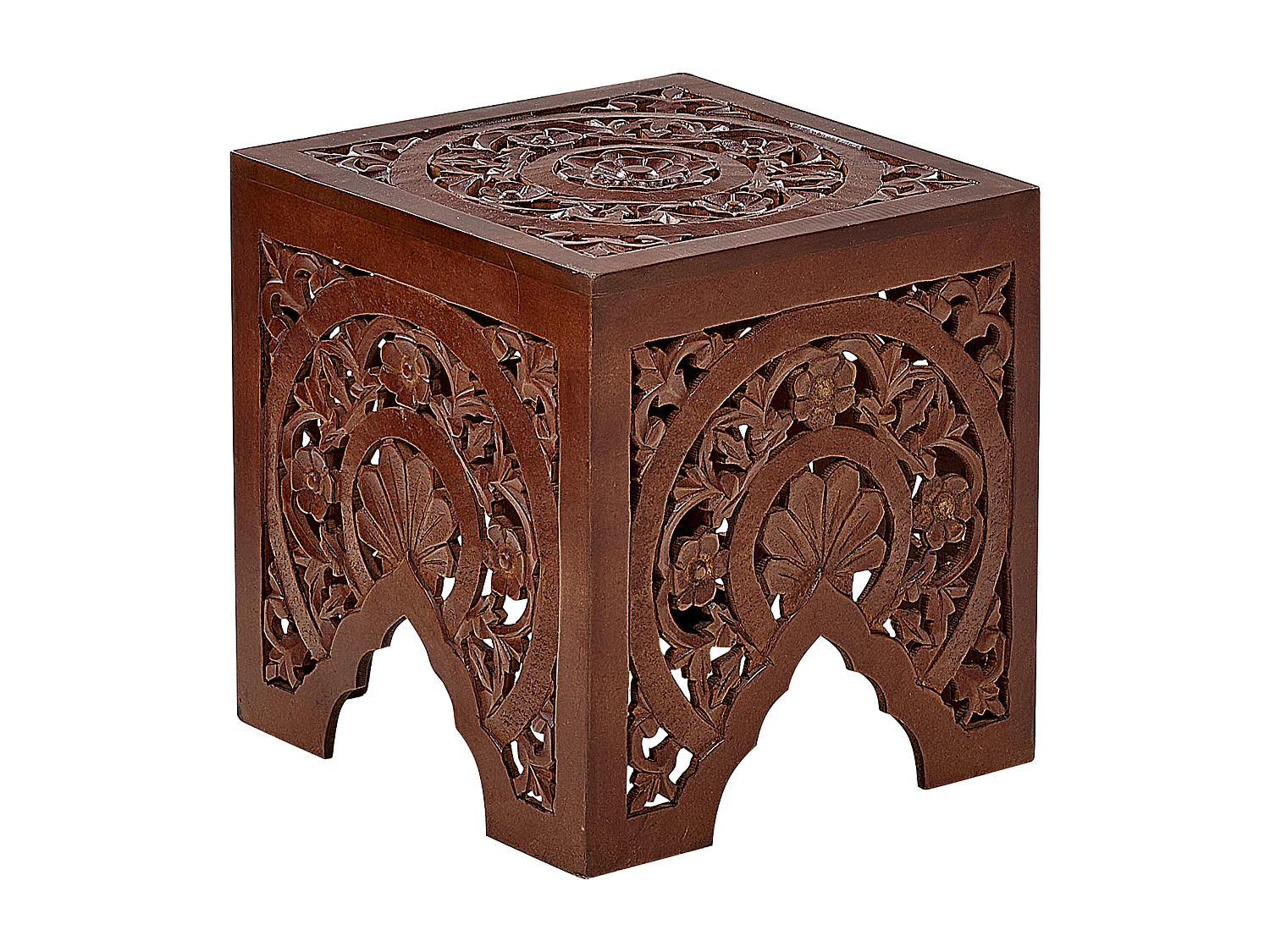 Beistelltische 2er Set dunkler Holzfarbton Muster durchbrochenes Design Shukur