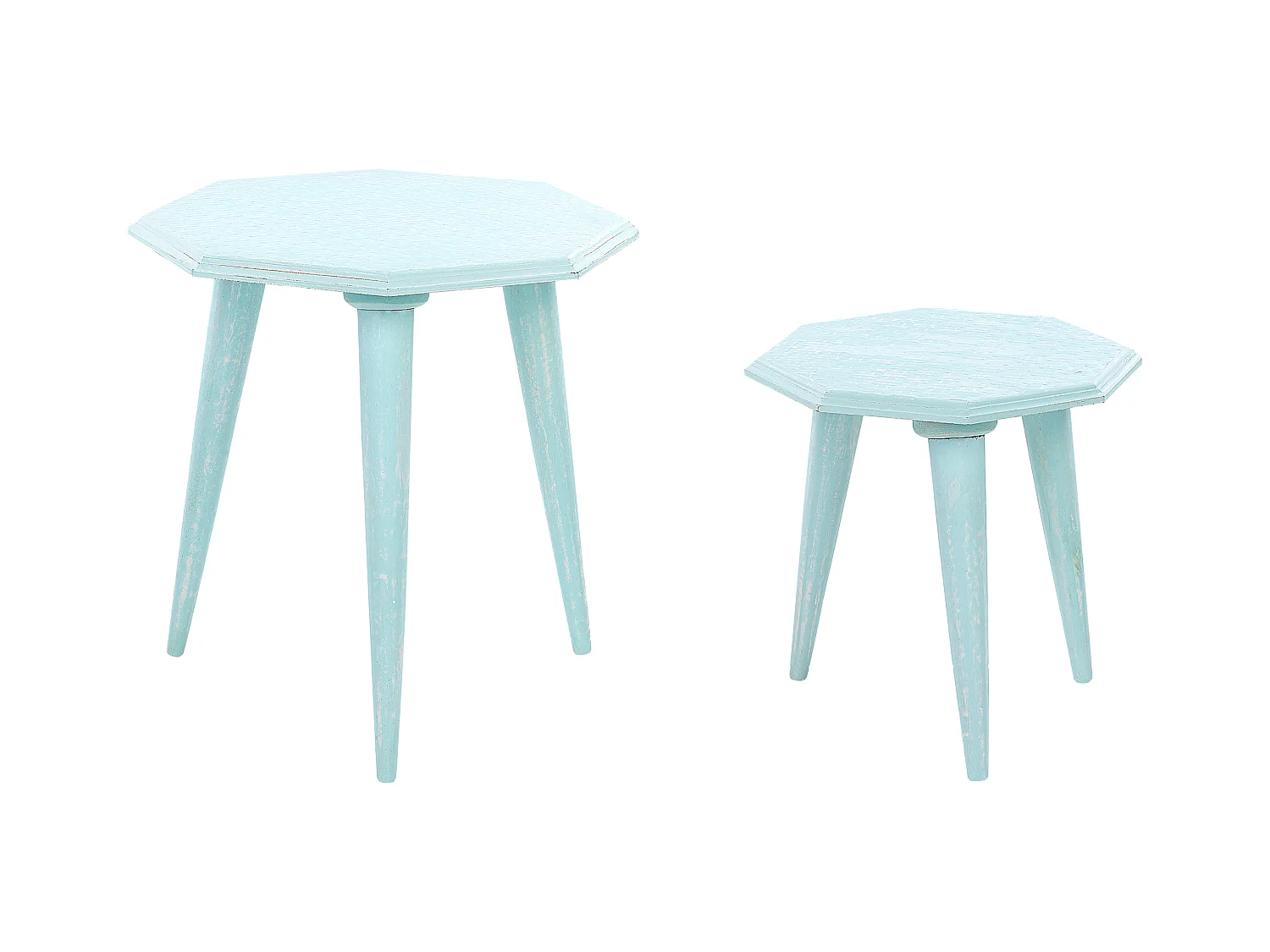 Zestaw 2 stolików pomocniczych KANRI Błękitny