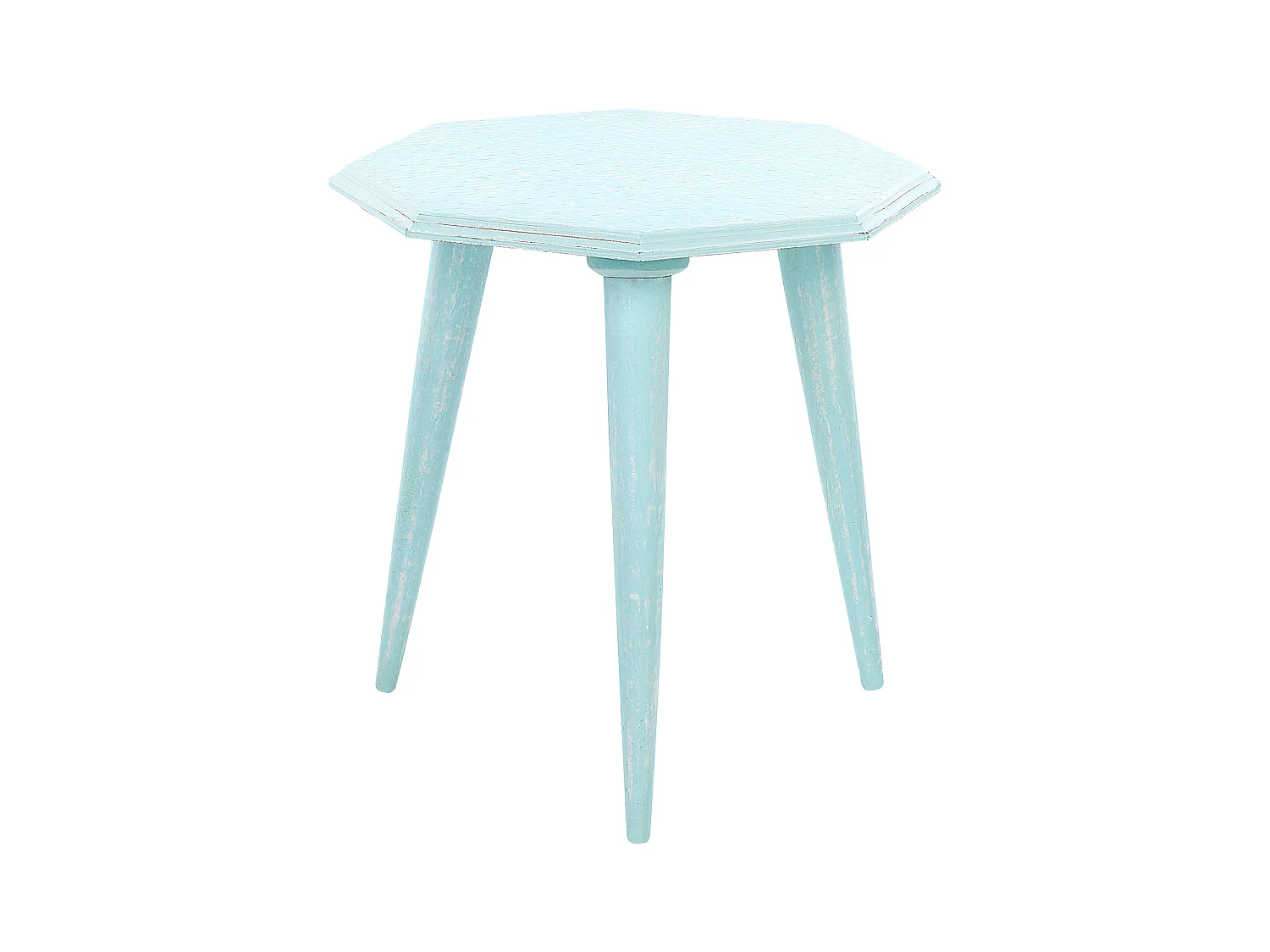 Beistelltische 2er Set aus Mangholz blau / hellblau achteckig Retro Stil Kanri