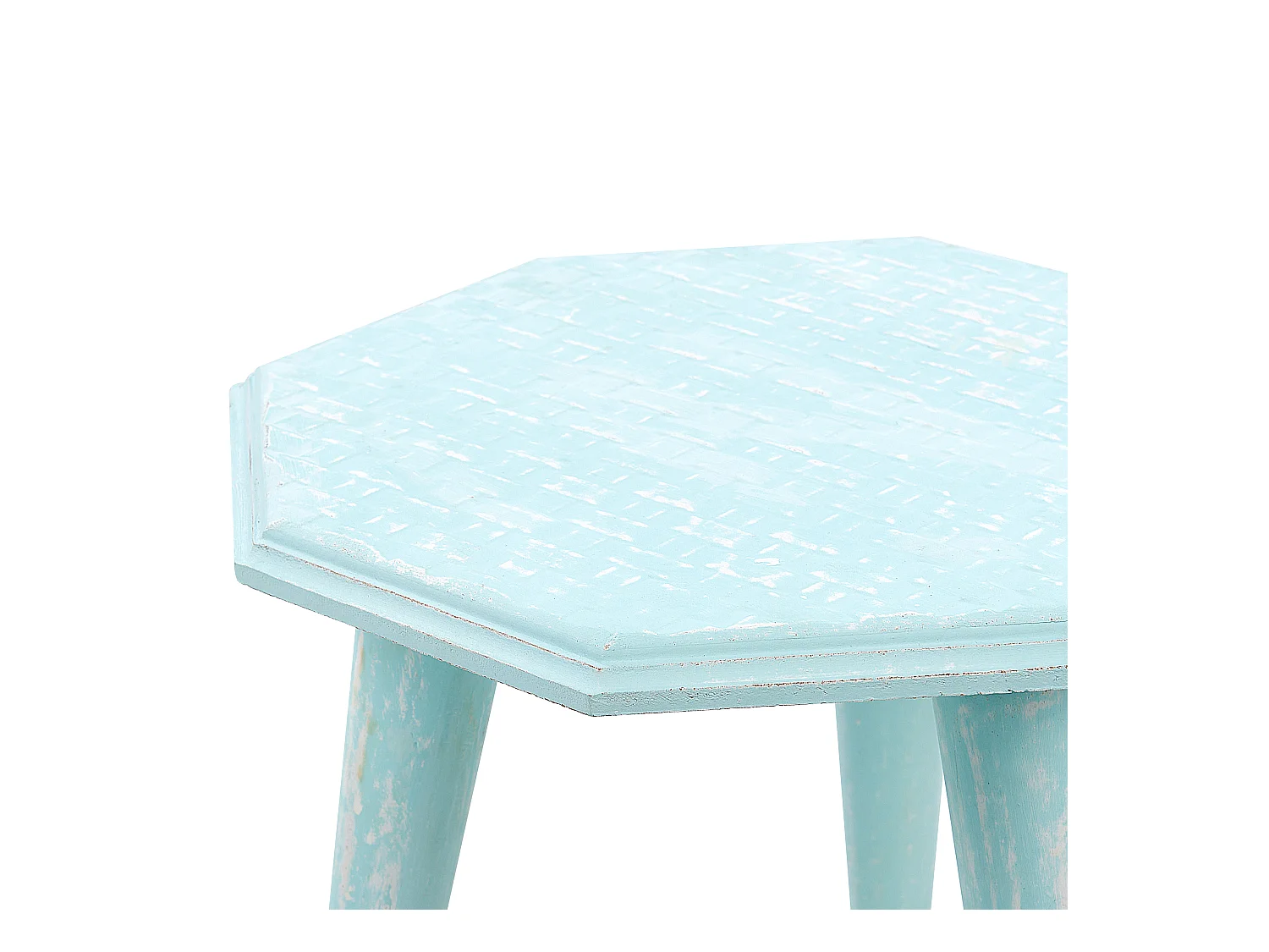 Beistelltische 2er Set aus Mangholz blau / hellblau achteckig Retro Stil Kanri