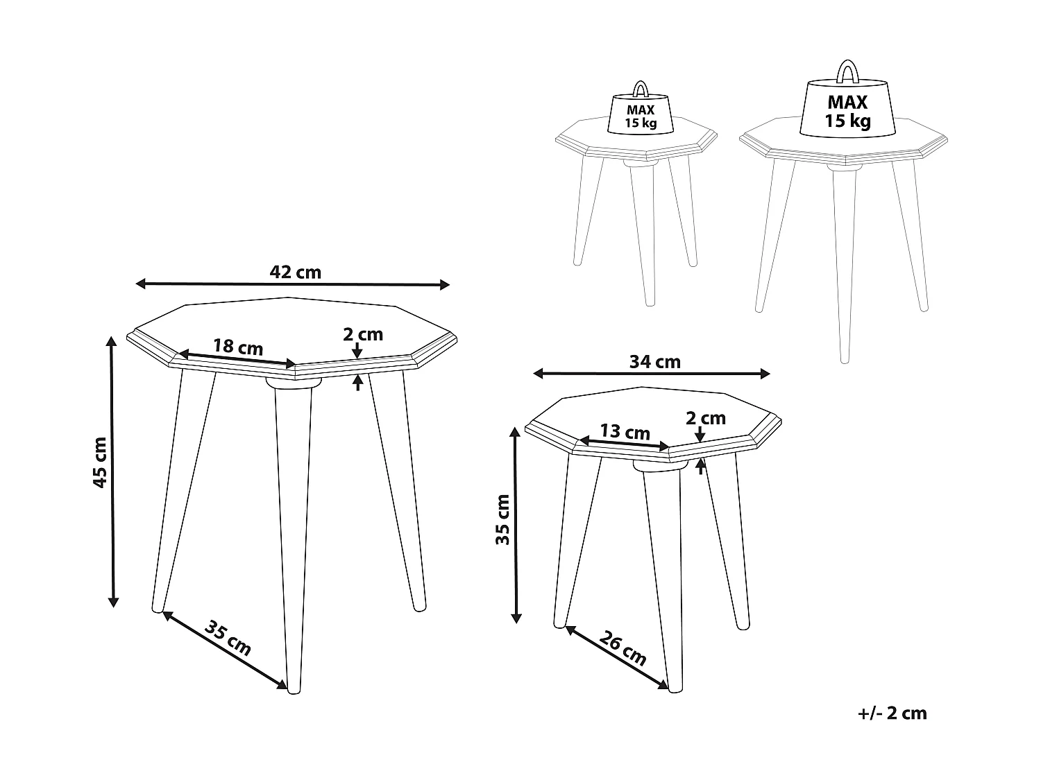Lot de 2 tables d'appoint KANRI Bleu clair