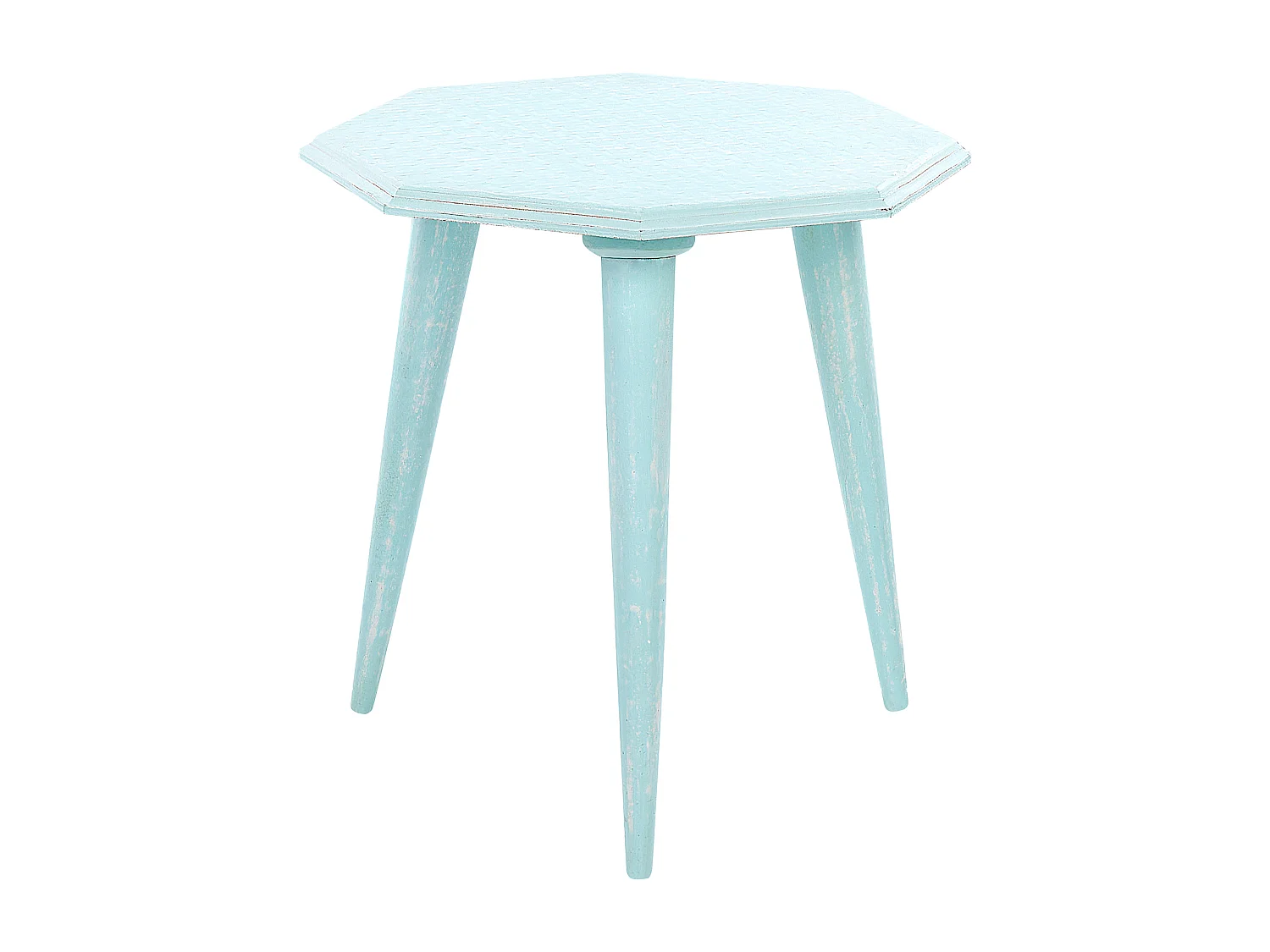 Beistelltische 2er Set aus Mangholz blau / hellblau achteckig Retro Stil Kanri