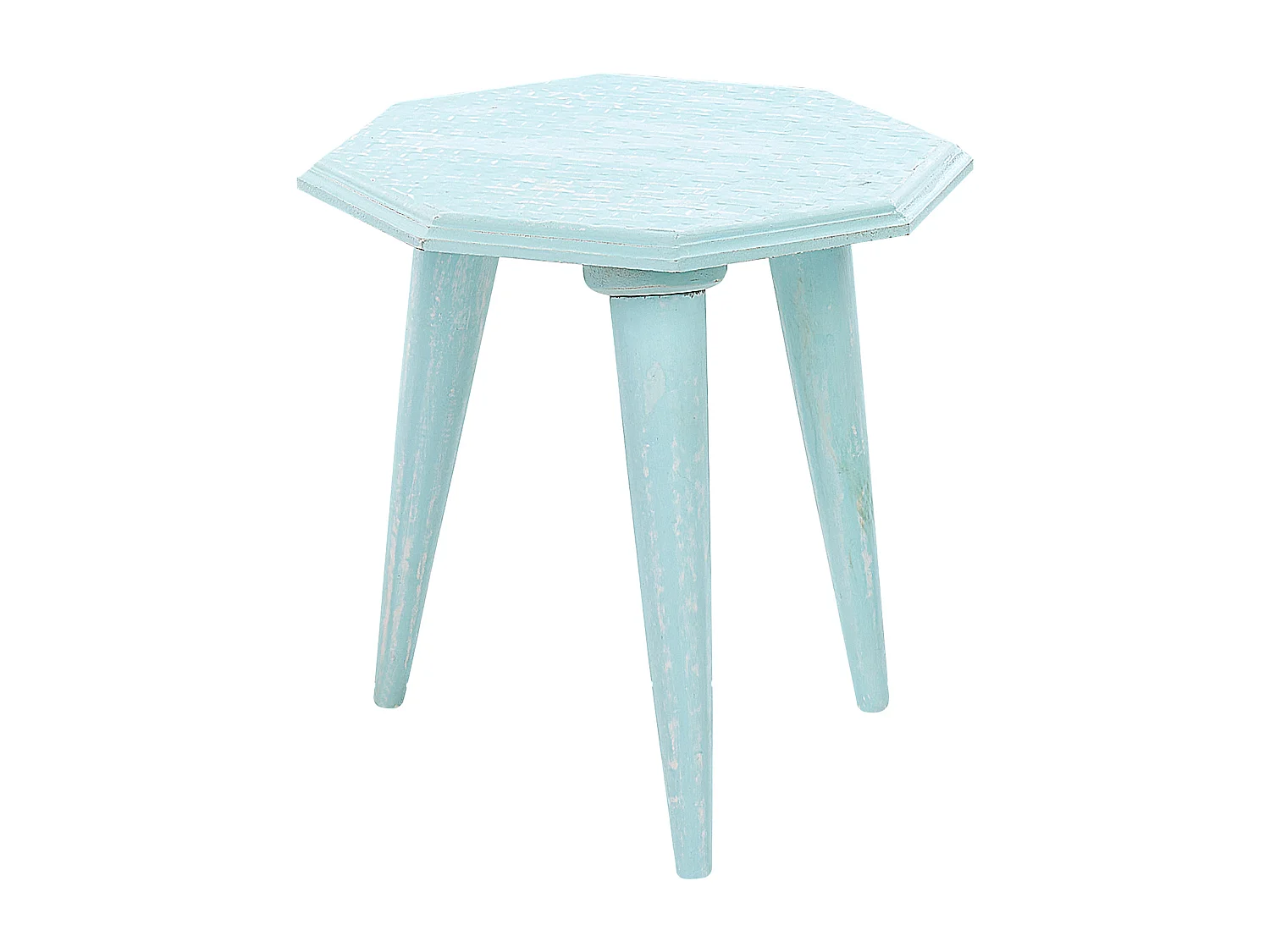 Beistelltische 2er Set aus Mangholz blau / hellblau achteckig Retro Stil Kanri