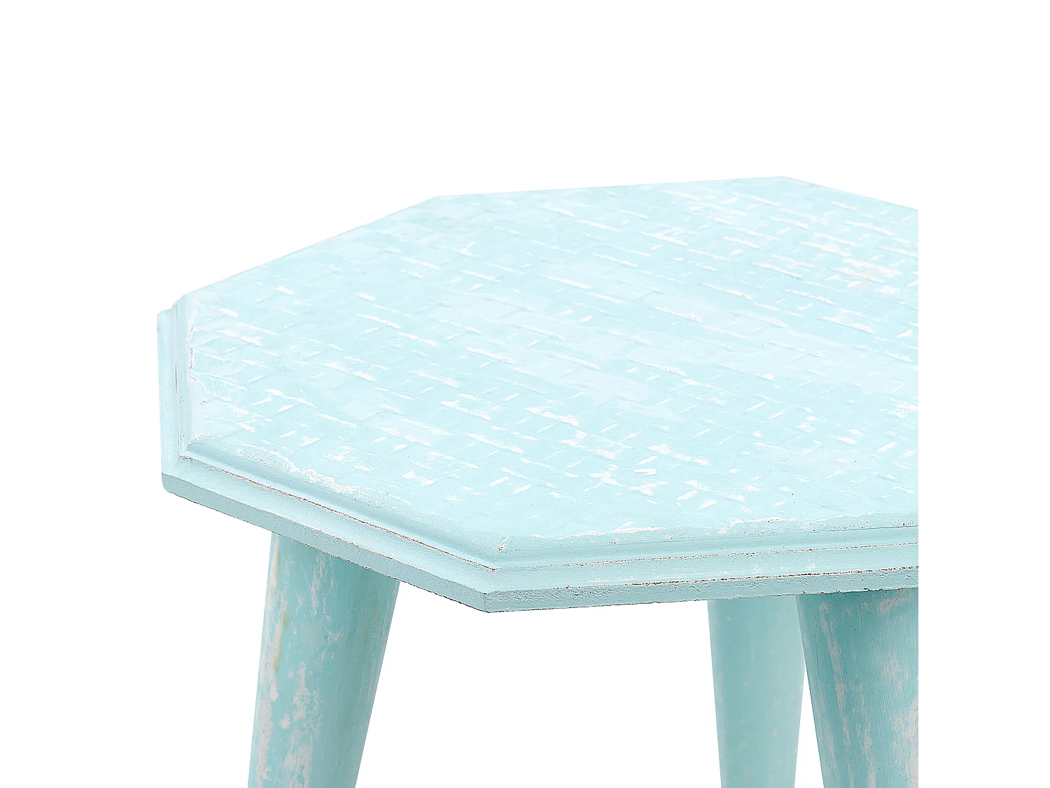 Beistelltische 2er Set aus Mangholz blau / hellblau achteckig Retro Stil Kanri