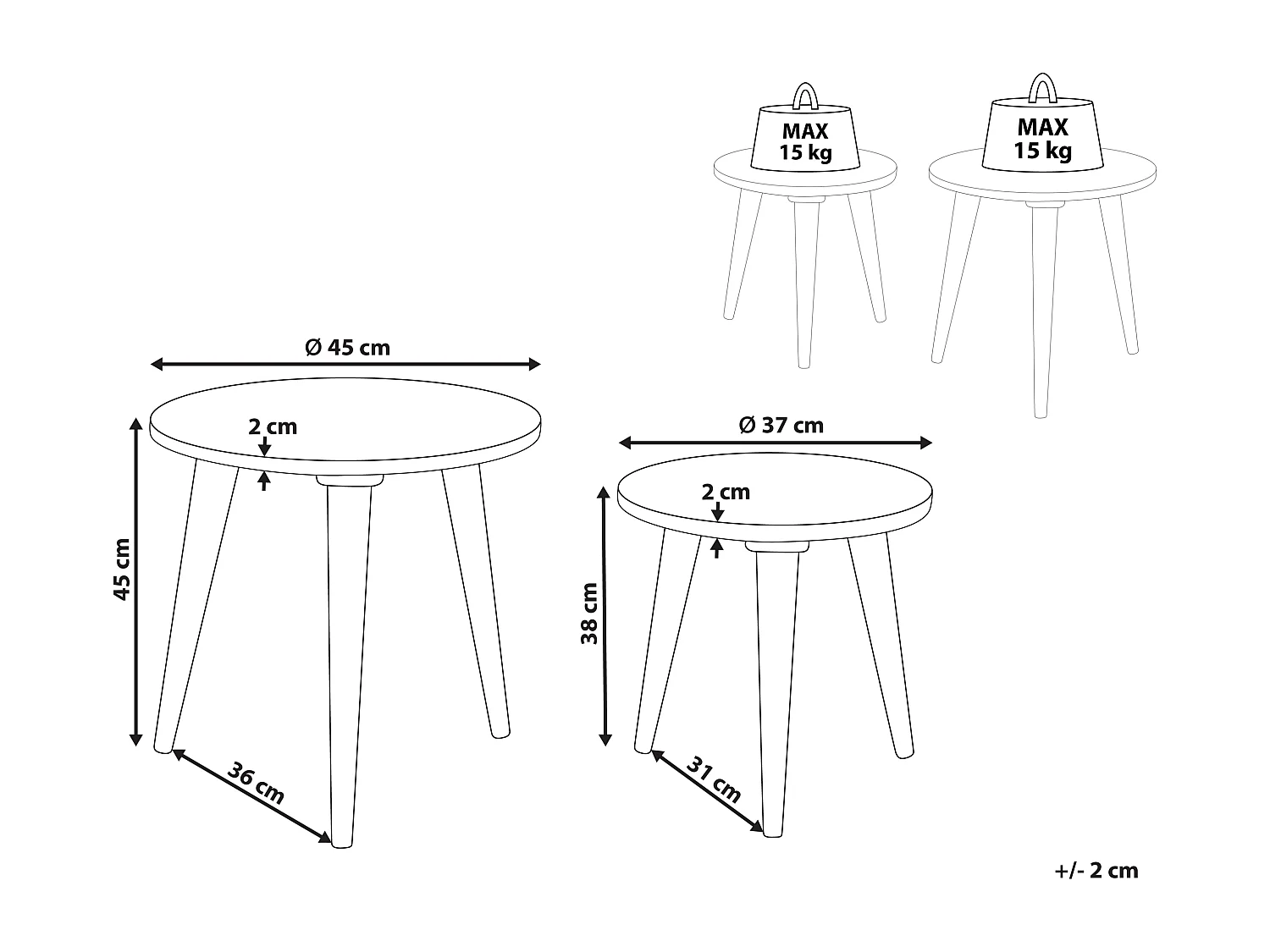 Conjunto de 2 mesas de apoio CHANPI Mangueira de mangueira Castanho escuro