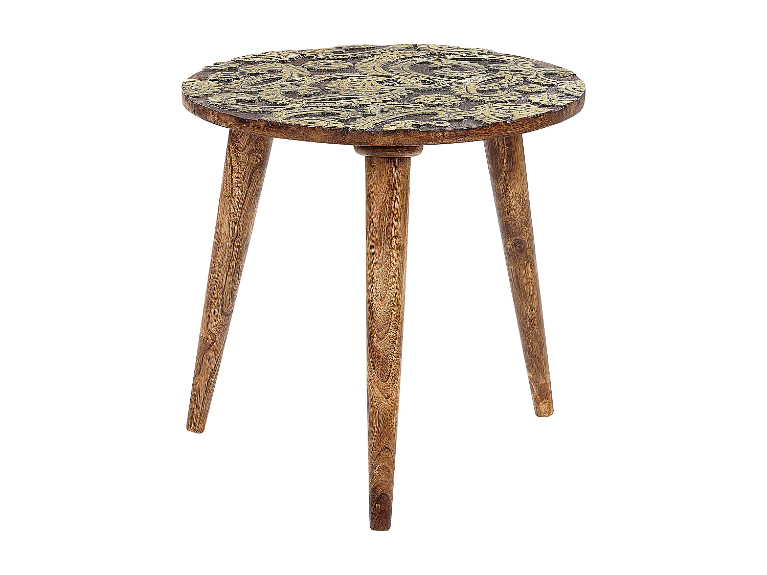 Lot de 2 tables d'appoint CHANPI Bois de manguier Marron foncé