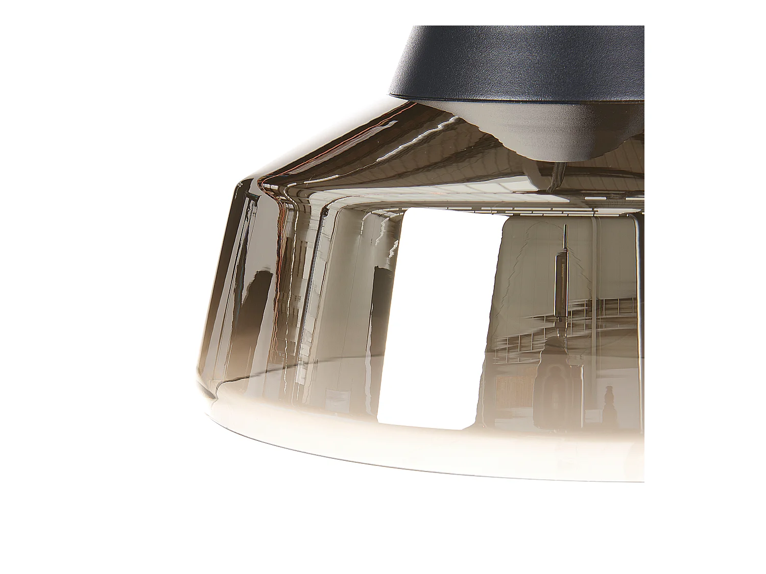 Hängelampe aus Rauchglas und Eisen schwarz / gold modern Talparo