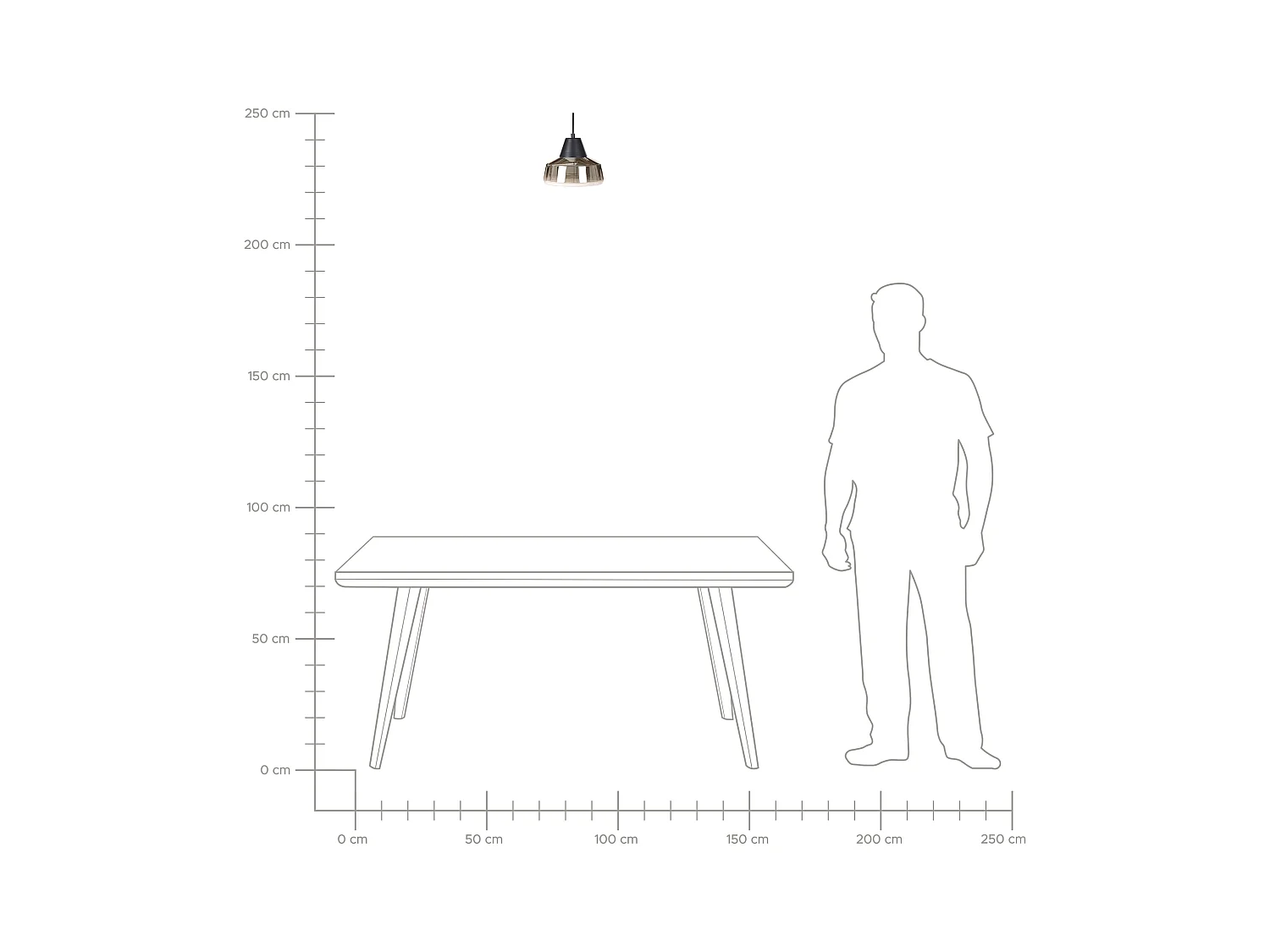 Hängelampe aus Rauchglas und Eisen schwarz / gold modern Talparo