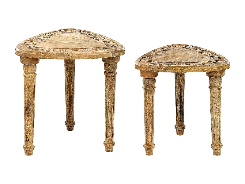 Lot de 2 tables d'appoint SAORA Bois de manguier Marron clair