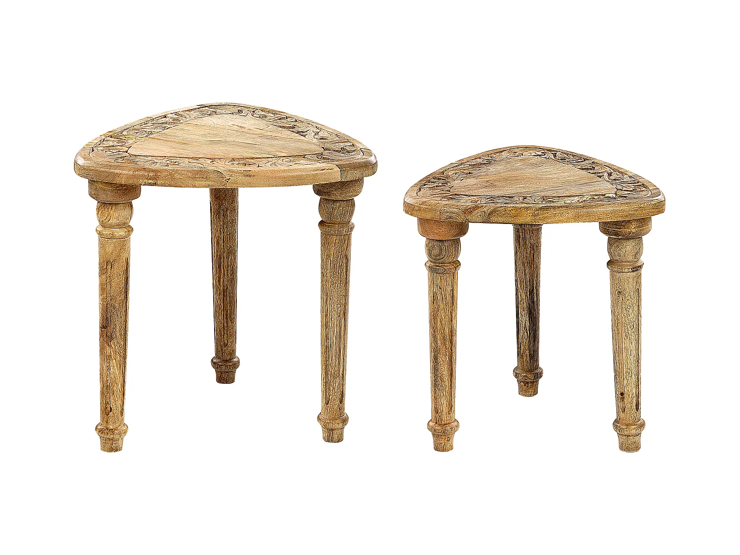 Lot de 2 tables d'appoint SAORA Bois de manguier Marron clair