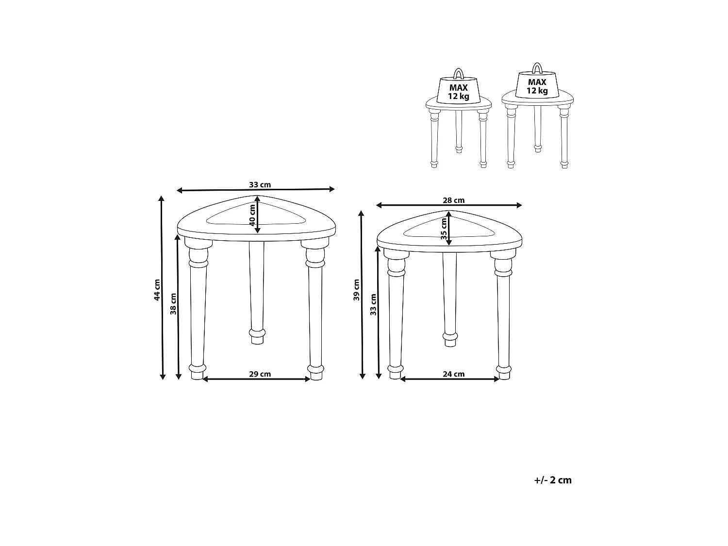 Lot de 2 tables d'appoint SAORA Bois de manguier Marron clair